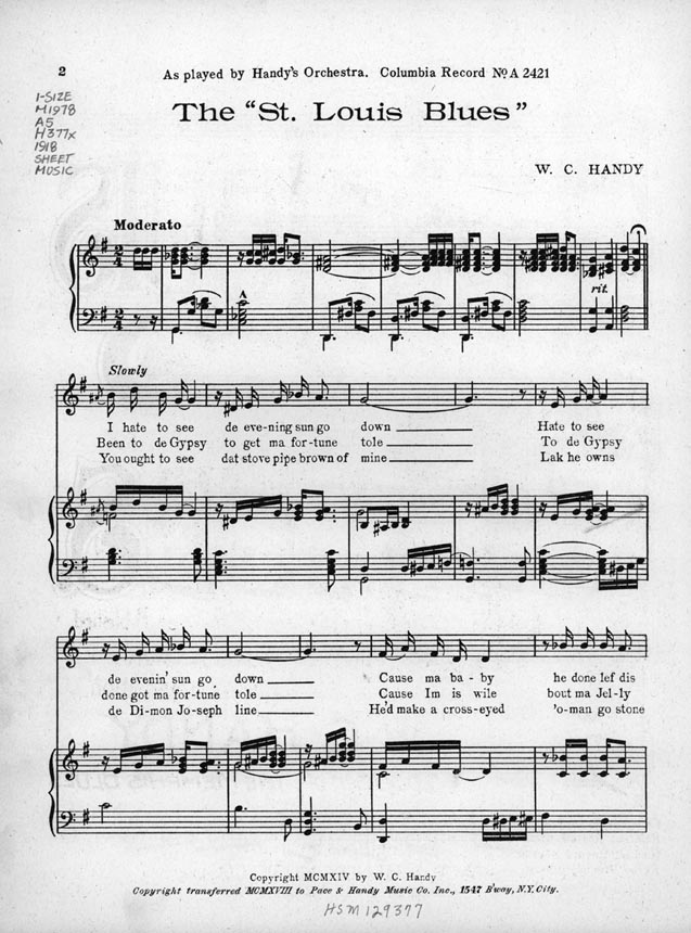 “세인트루이스 블루스”(1914) 악보