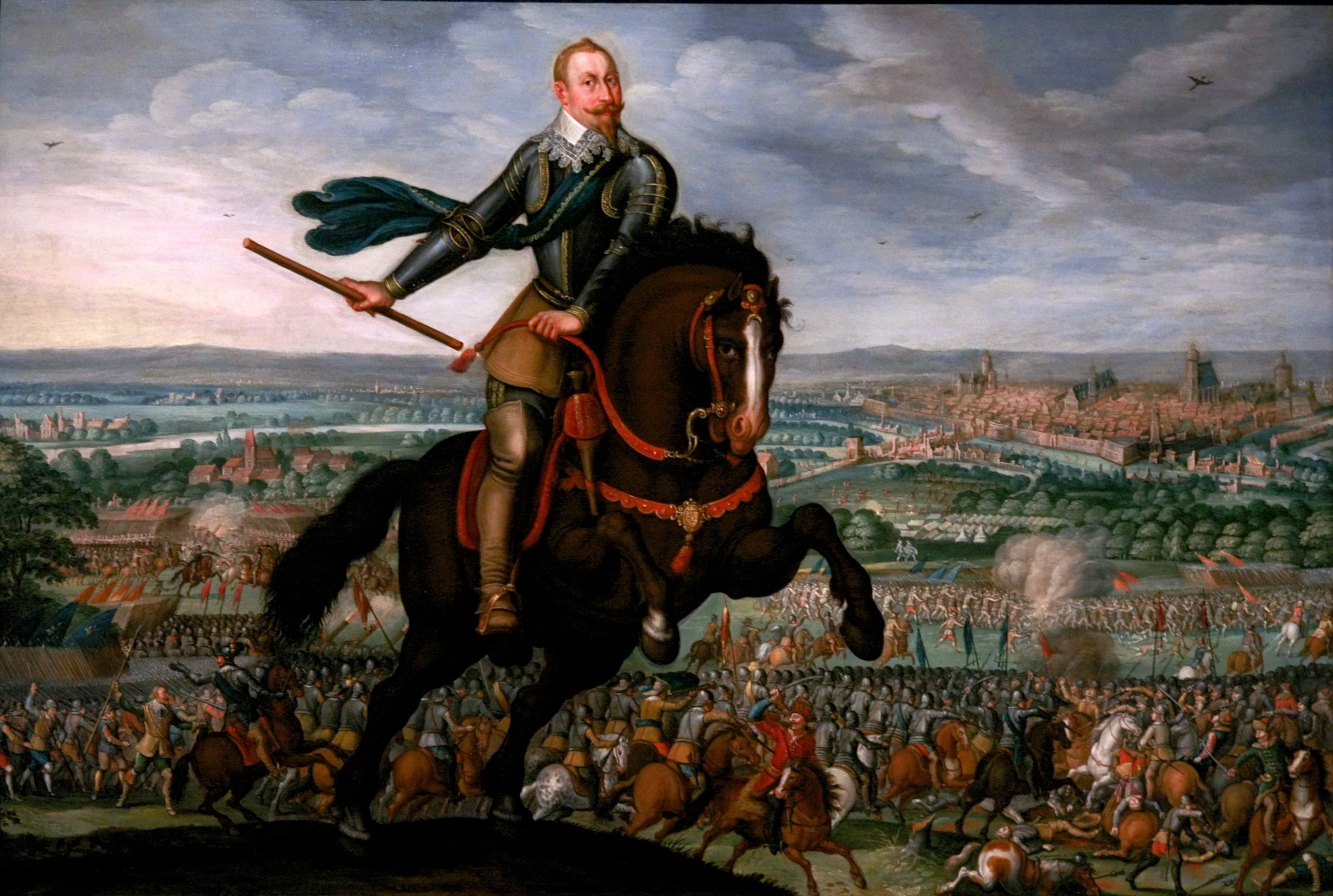 Gustavus Adolphus at the Battle of Breitenfeld (1631) during the Thirty Years' War.