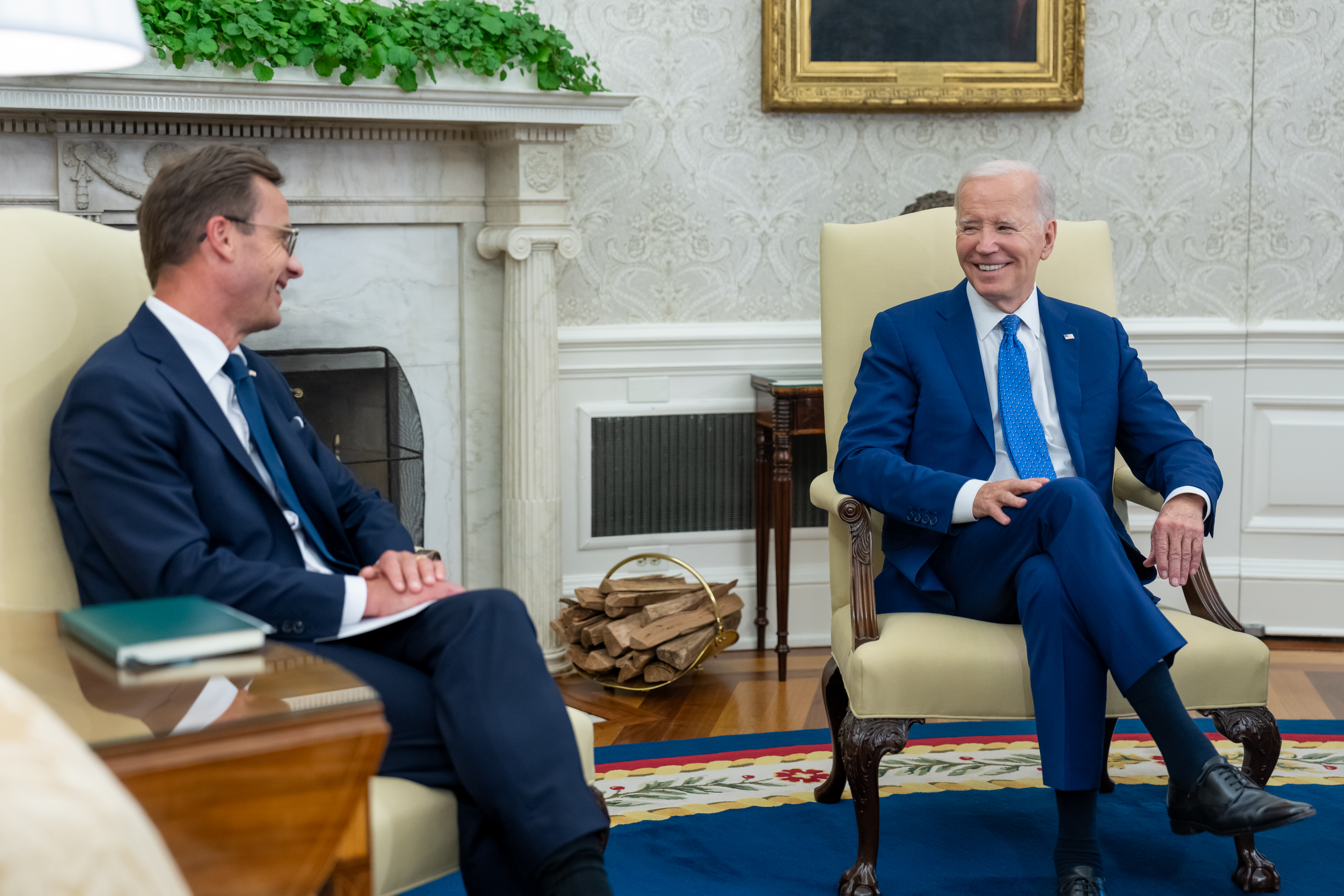 Prime Minister Ulf Kristersson with U.S. President Joe Biden at the White House, 2023.
