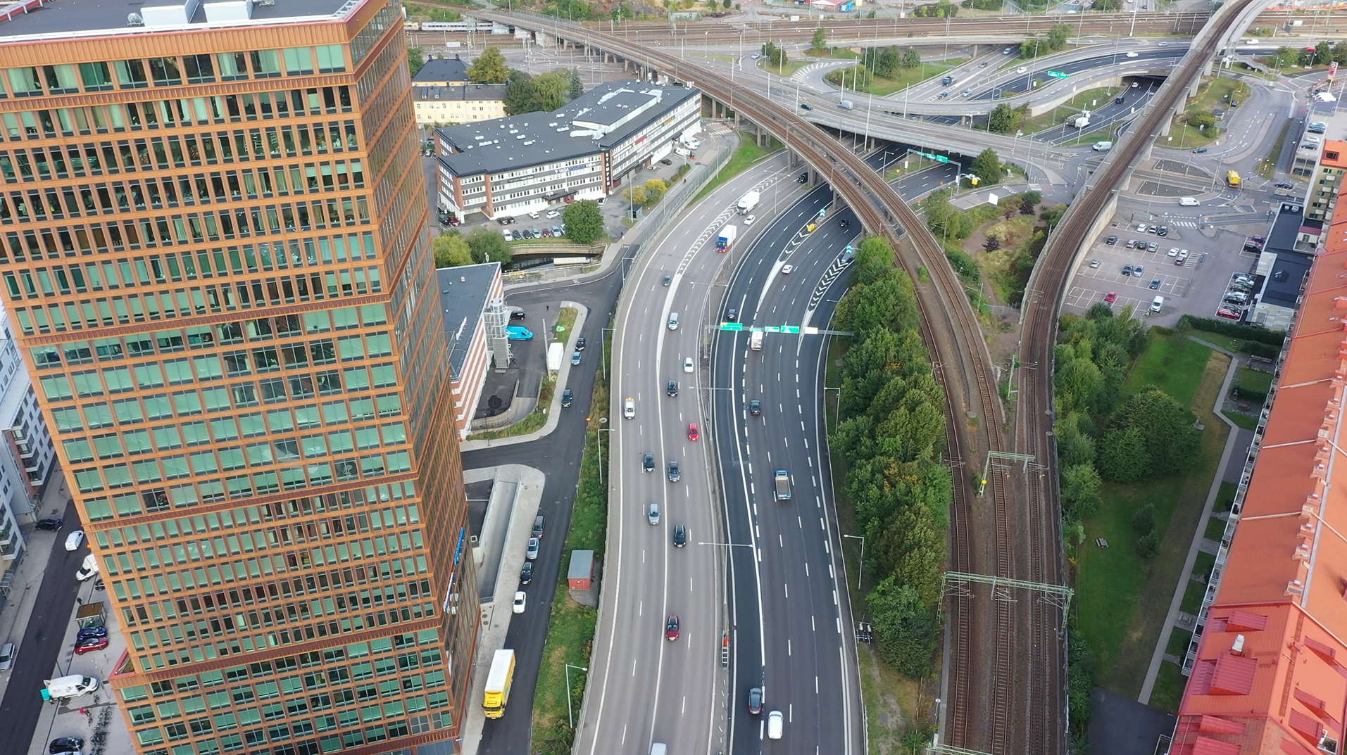 The west coast motorway E6/E20 in central Gothenburg.
