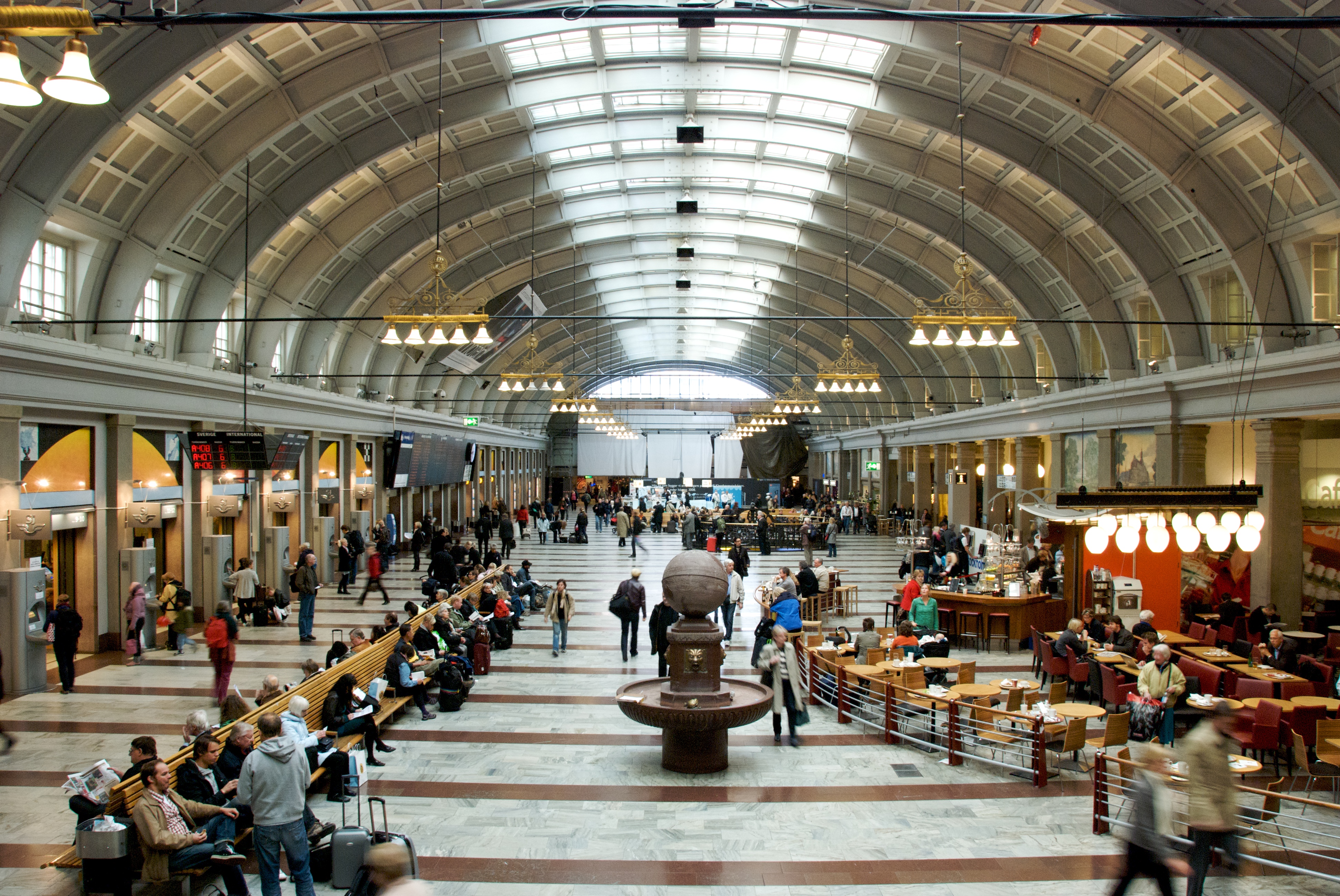 Stockholm Central Station, a major hub for rail transport in Sweden.