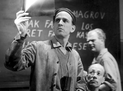 Ingmar Bergman during the filming of Wild Strawberries.