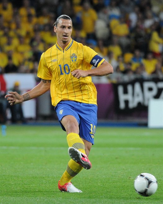 Zlatan Ibrahimović representing Sweden in UEFA Euro 2012.