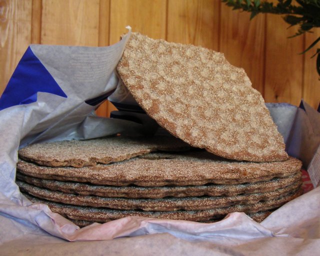 Knäckebröd (crispbread), a staple in Swedish cuisine.