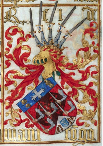 Coat of arms granted to King Afonso I of Kongo by King Manuel I of Portugal.