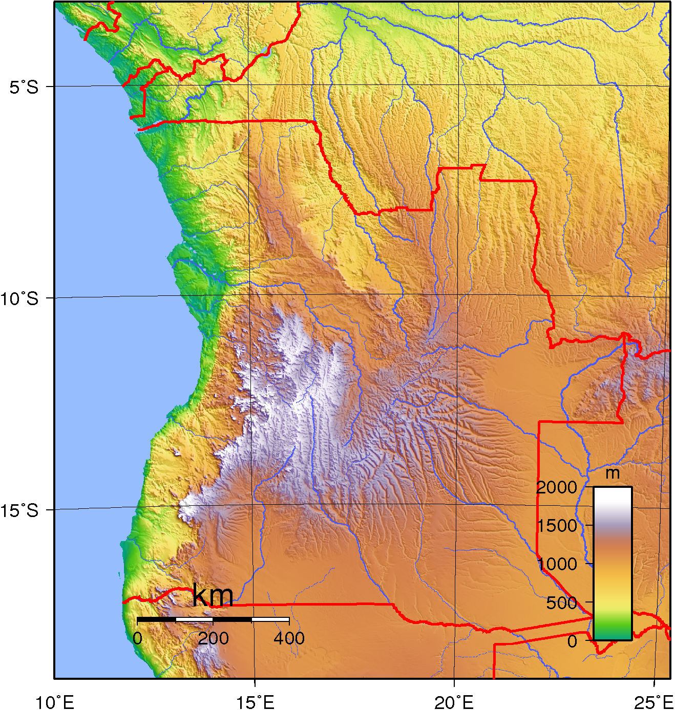 Topography of Angola