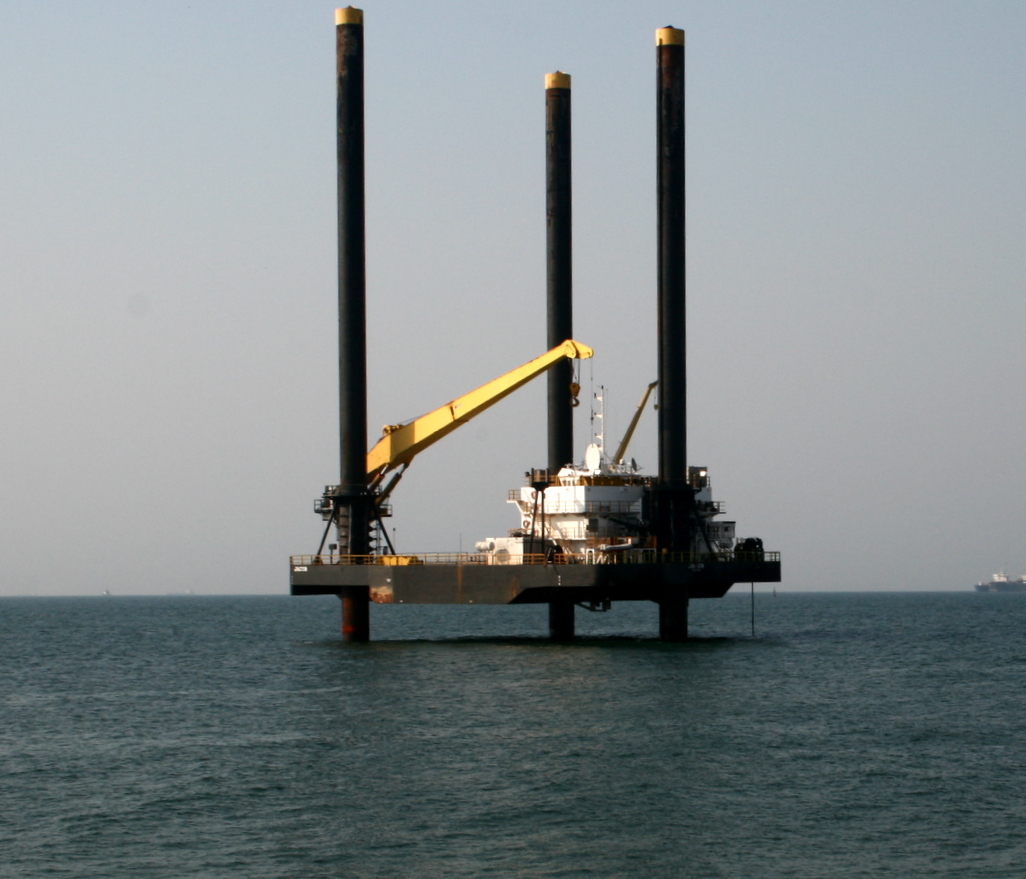 An offshore oil drilling platform off the coast of central Angola