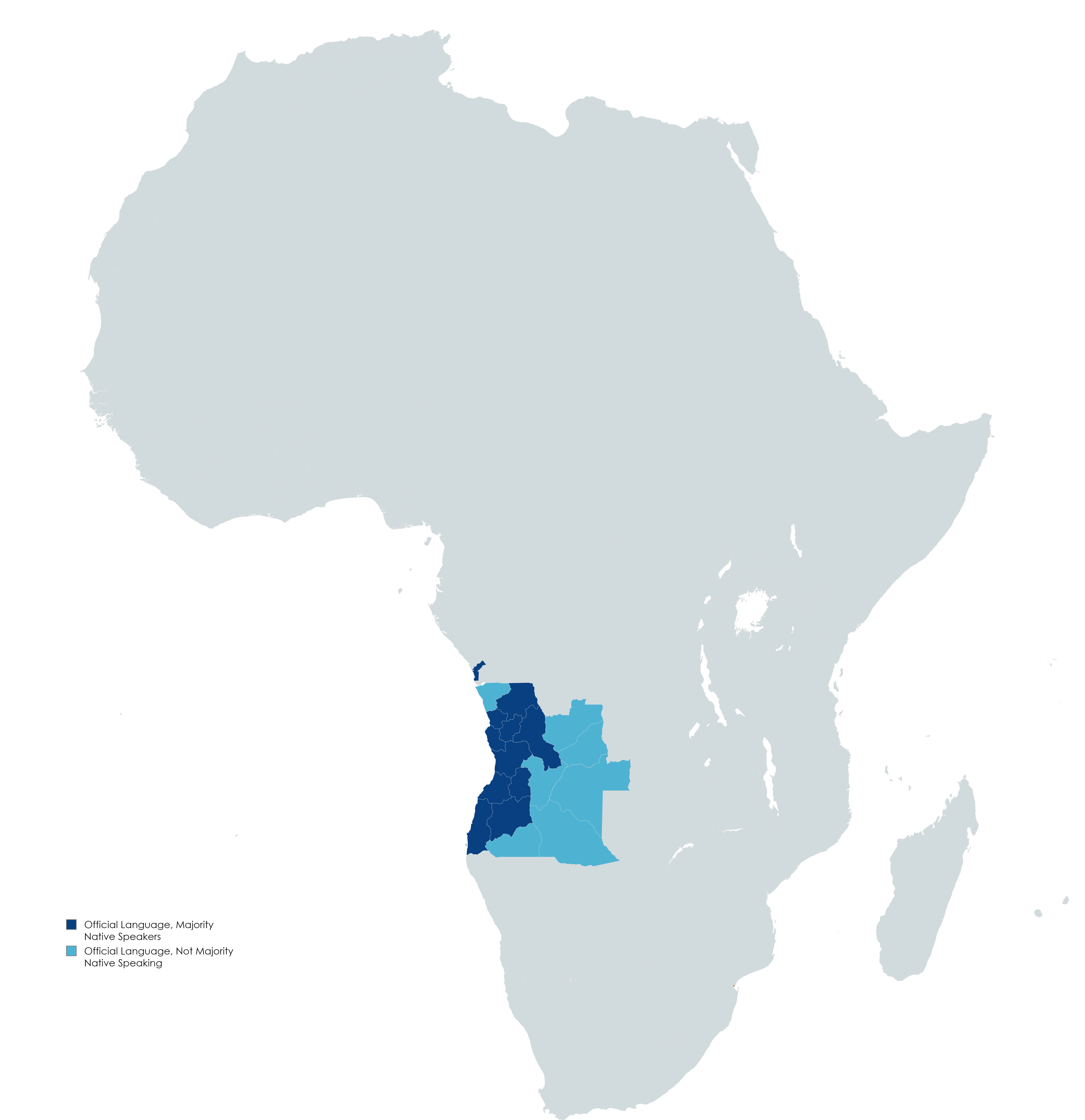 Situation of Portuguese in each province of Angola.