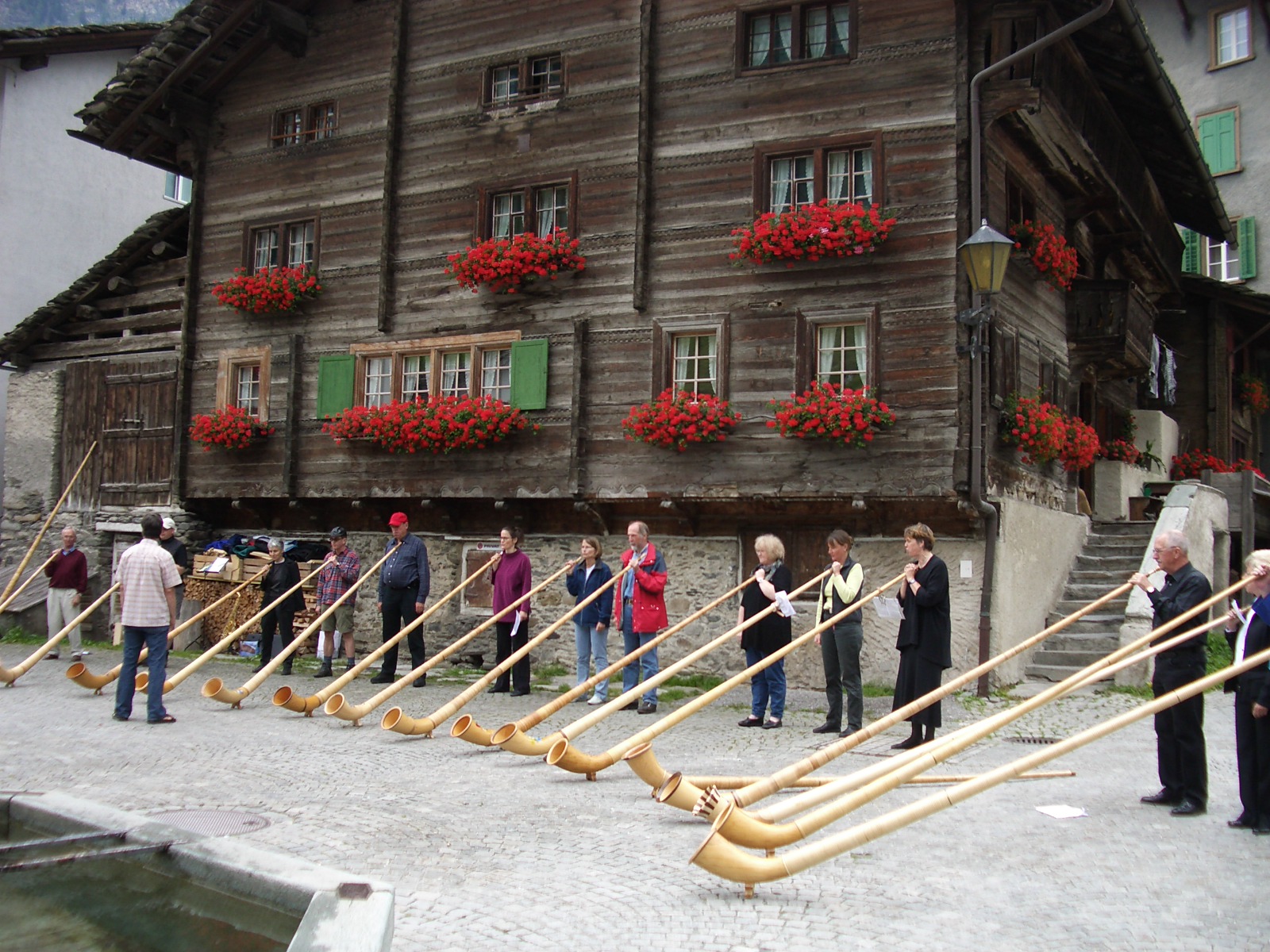 Alphorn concert in Vals. The alphorn is a traditional Swiss musical instrument.
