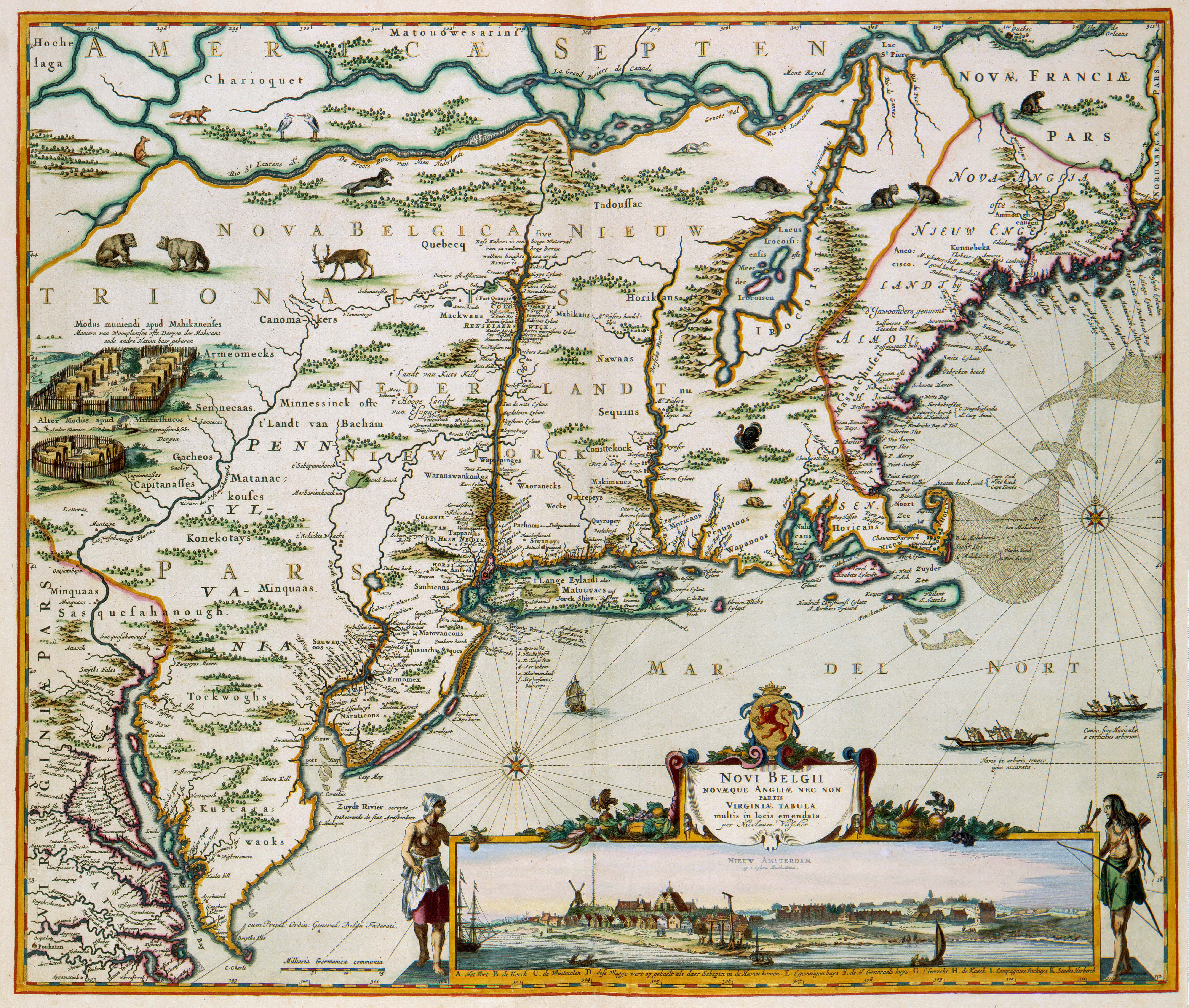 니콜라스 비셰르 2세(1649–1702)가 발행한 뉴네덜란드 지도