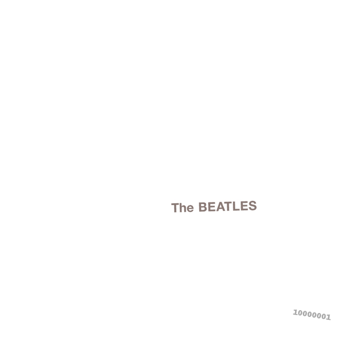 A mostly plain white album cover, with the words 