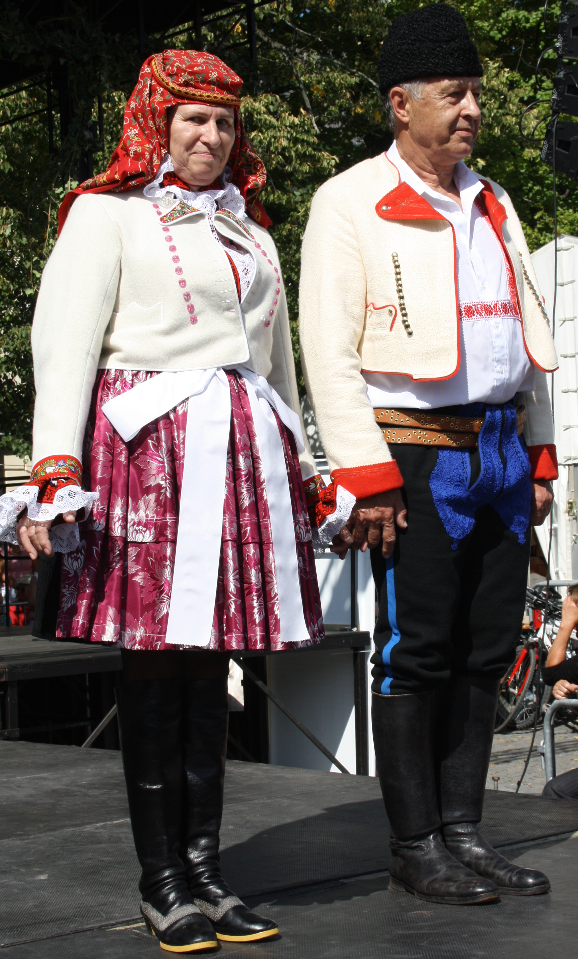 Pria dan wanita dengan pakaian tradisional Moravia.