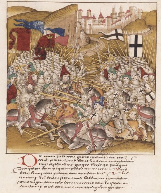 The Battle of Grunwald was fought against the German Order of Teutonic Knights, and resulted in a decisive victory for the Kingdom of Poland, 15 July 1410