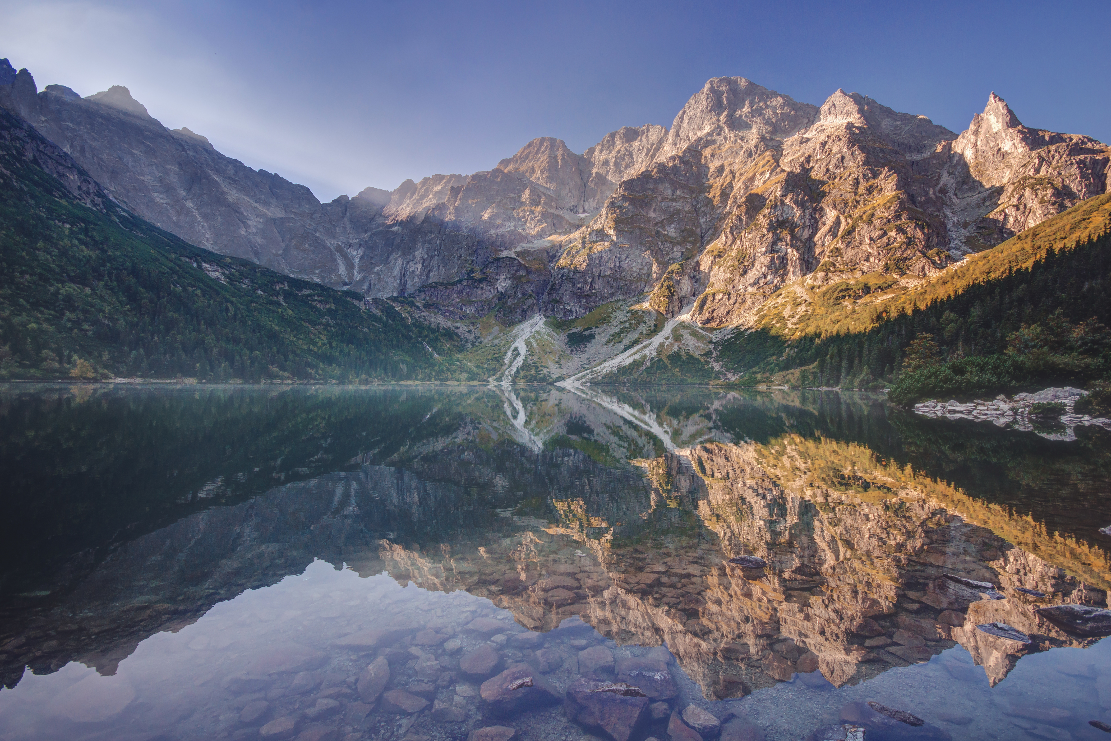 Morskie Oko alpine lake in the Tatra Mountains. Poland has one of the highest densities of lakes in the world