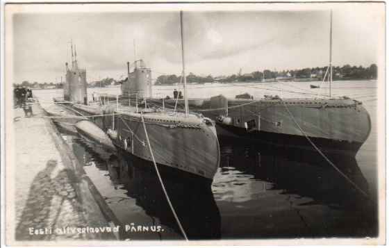 The Estonian Navy Kalev-class submarines Kalev and Lembit in the 1930s. These submarines represented Estonia's efforts to build a modern defense force during its interwar independence.