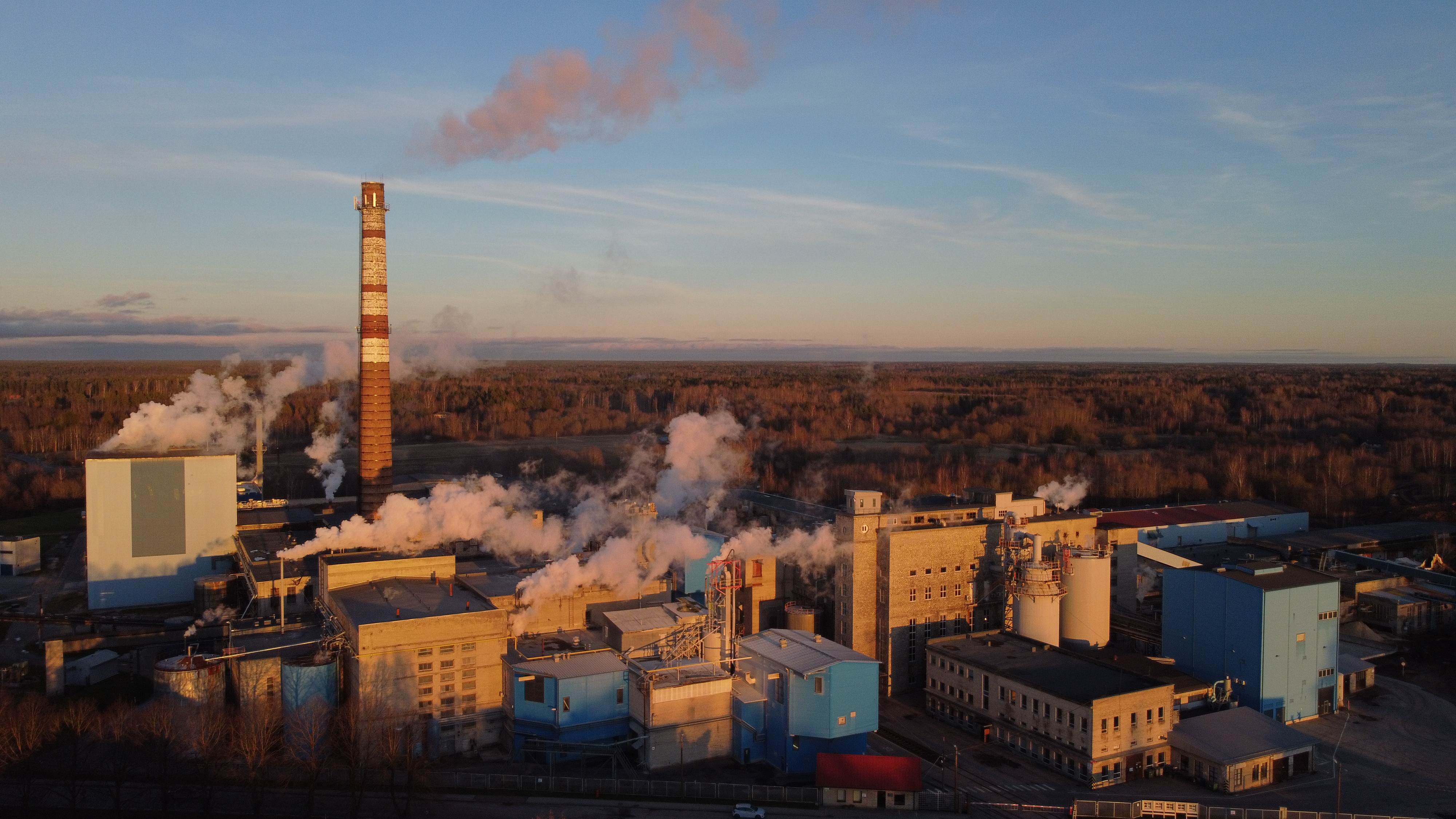 The Kehra pulp and paper mill, a significant facility in Estonia's wood processing and paper industry.