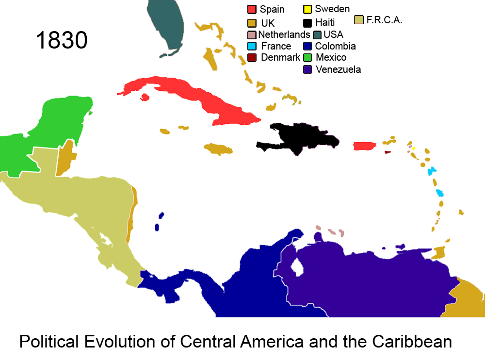 The Mosquito Coast in 1830, showing its distinct status during this period.