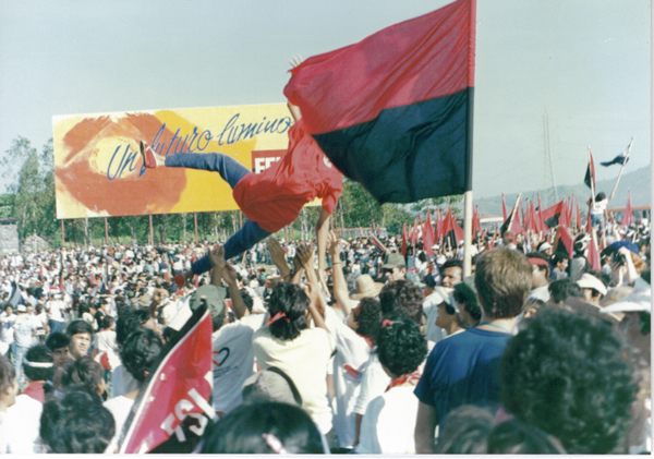 Celebrations of the 10th anniversary of the Nicaraguan Revolution in Managua in 1989, a period of significant social change and conflict.