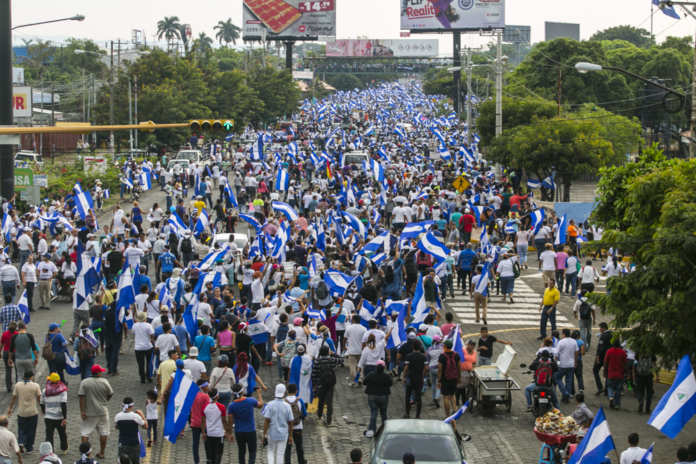Nicaraguan protests in May 2018, highlighting widespread citizen mobilization.