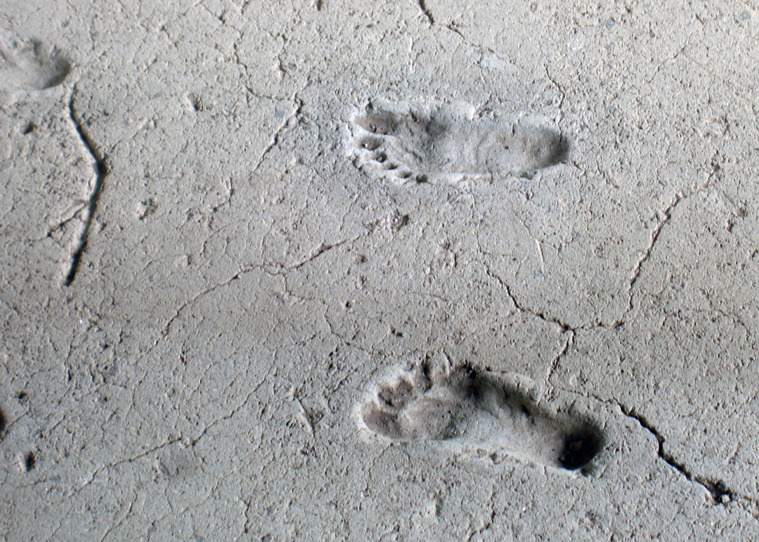 2,100-year-old human footprints, known as 