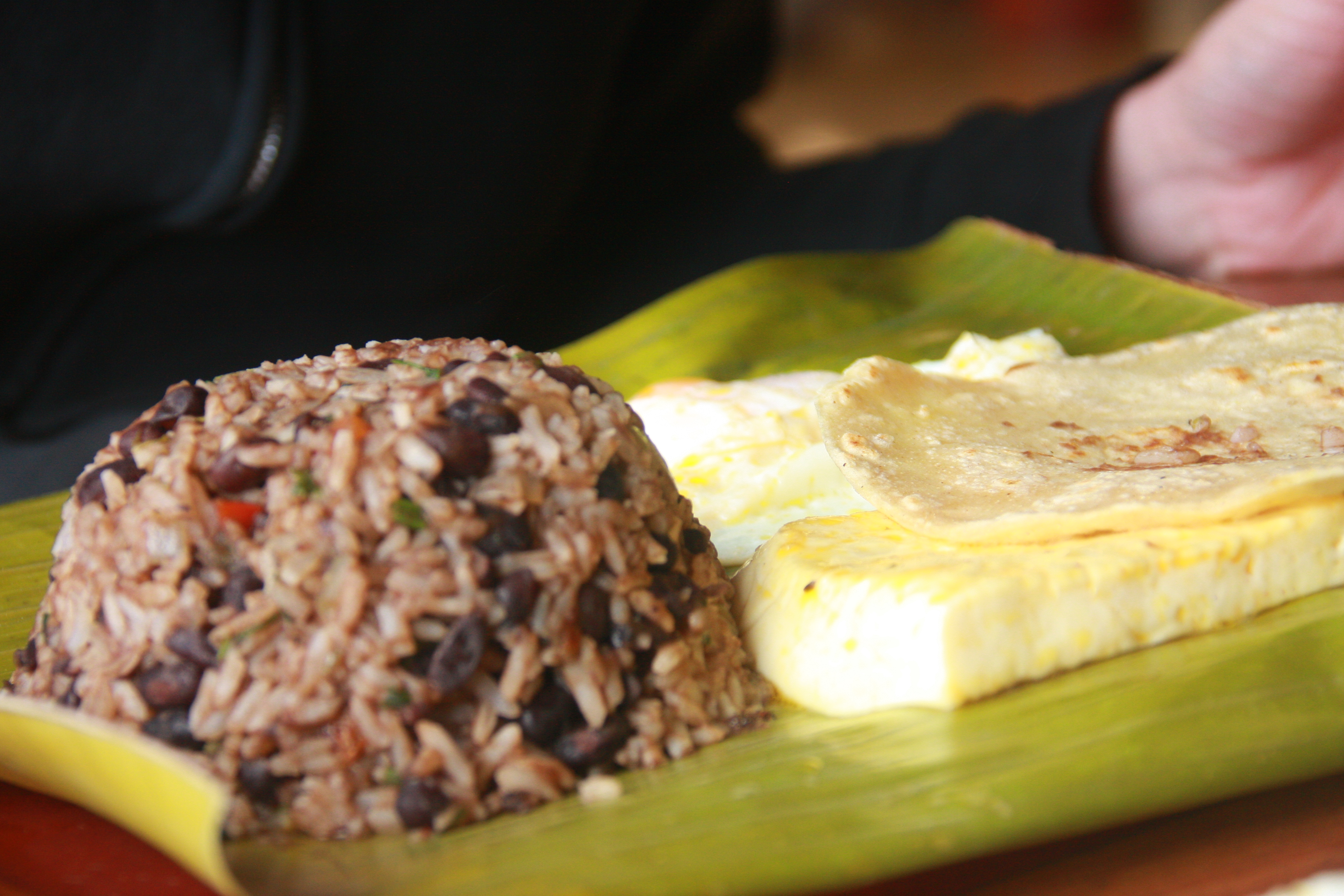 Gallo pinto, Nicaragua's national dish, a hearty mix of rice and beans, often served for breakfast.