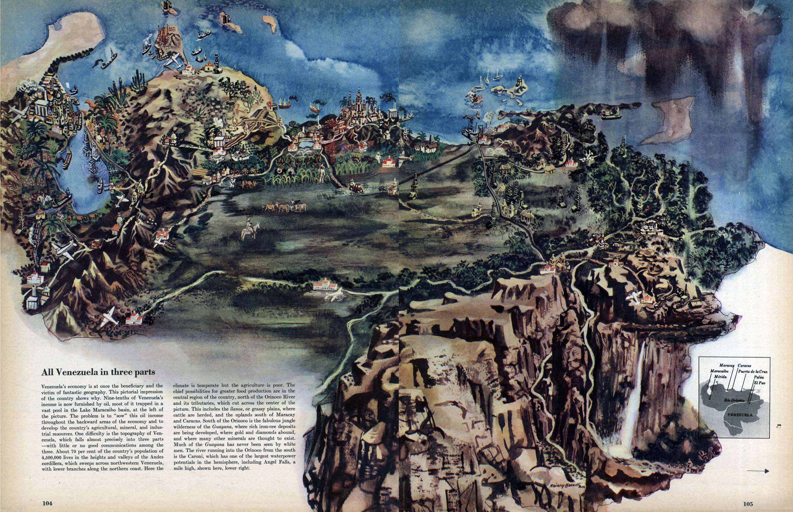 Pictorial map of Venezuela