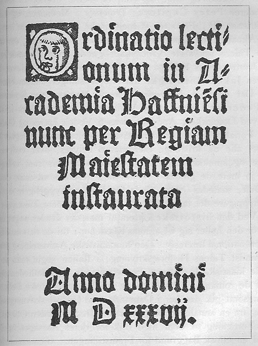The oldest surviving Danish lecture plan dated 1537 from the University of Copenhagen, a historic center of learning in Denmark.