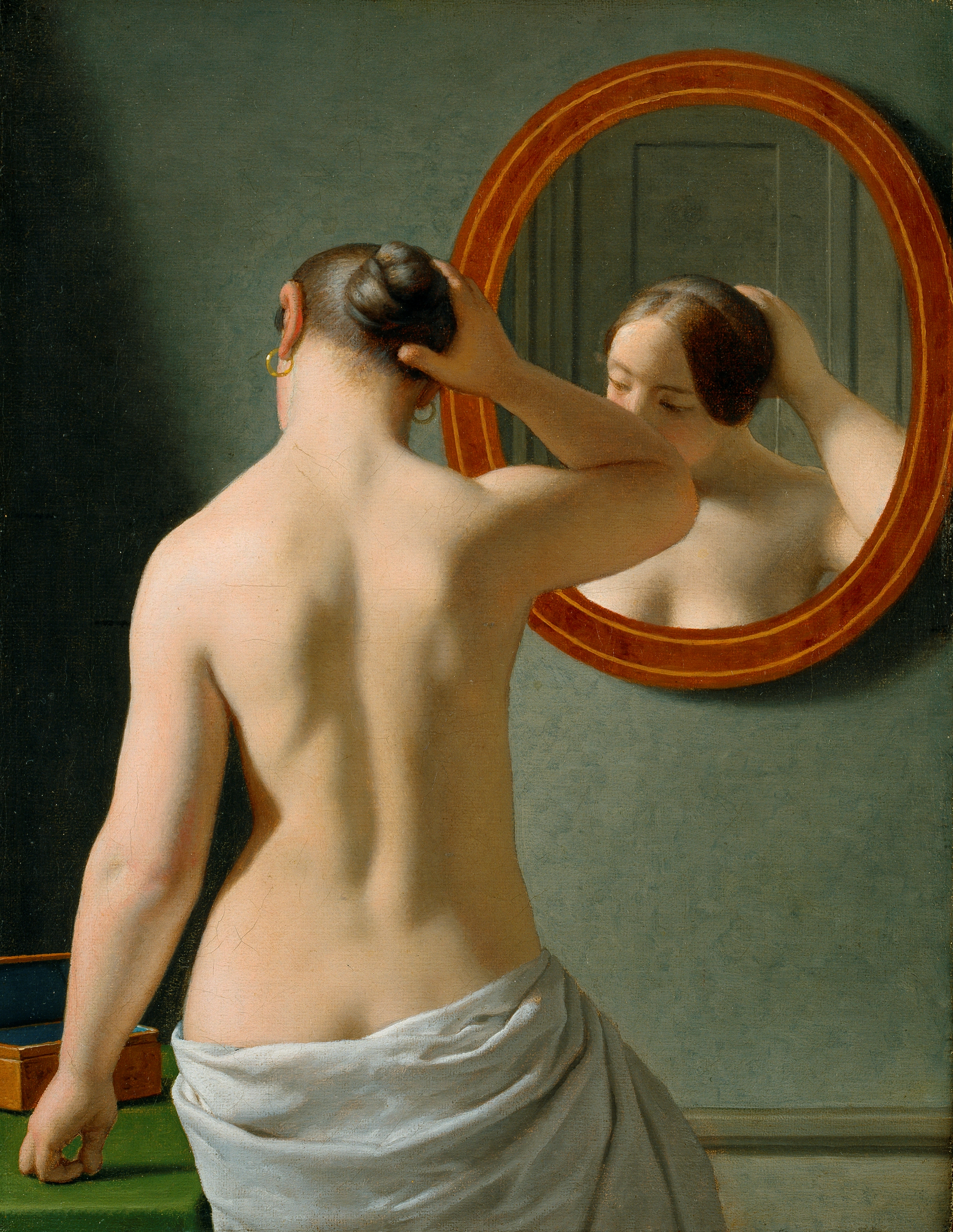 Woman in Front of a Mirror (1841), by Christoffer Wilhelm Eckersberg, a key figure of the Danish Golden Age of painting.