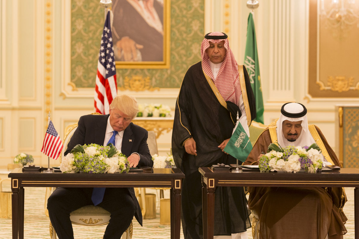 Raja Salman dan Presiden AS Donald Trump di Riyadh, Mei 2017