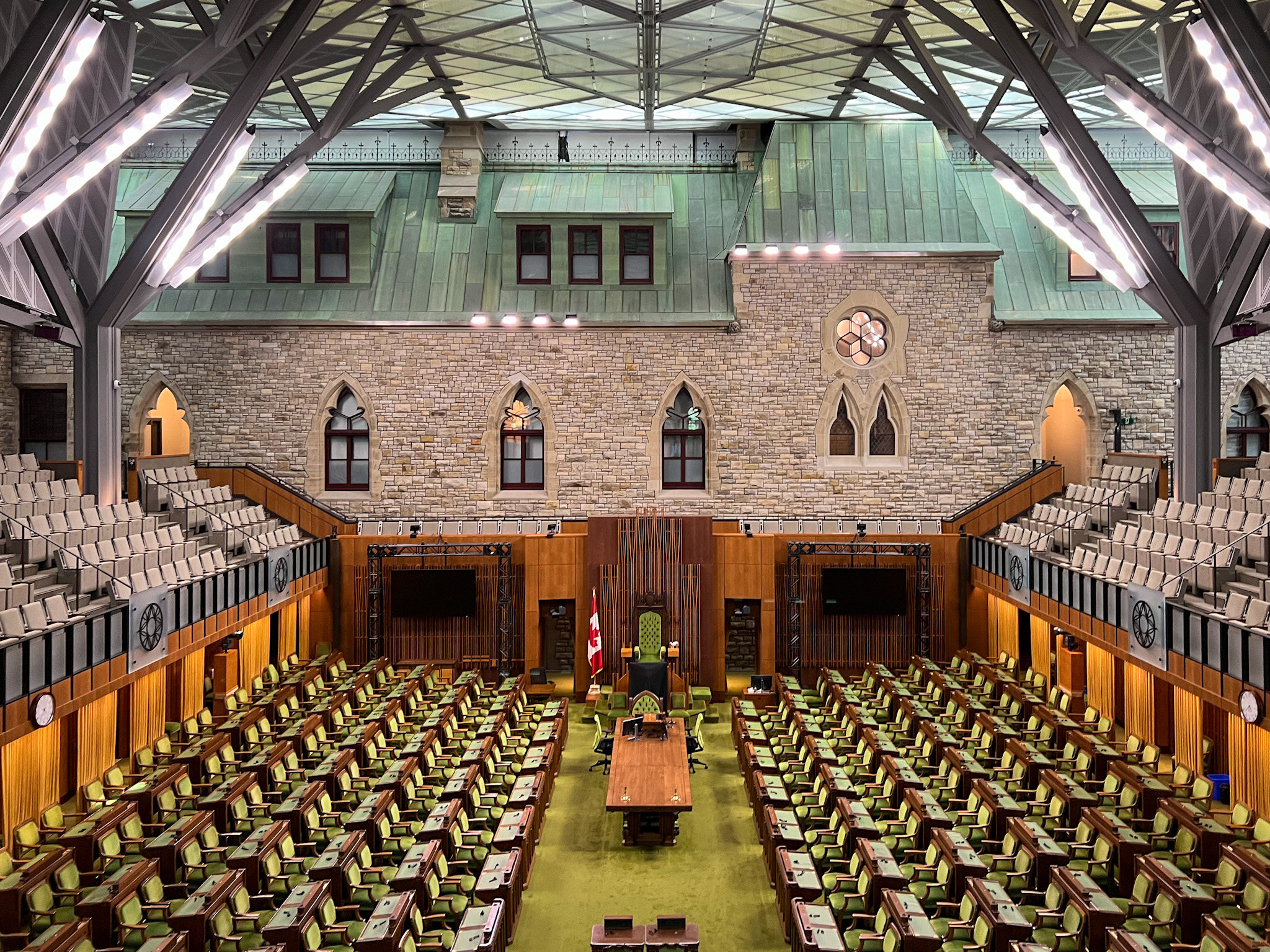 The House of Commons in its temporary location, the West Block.