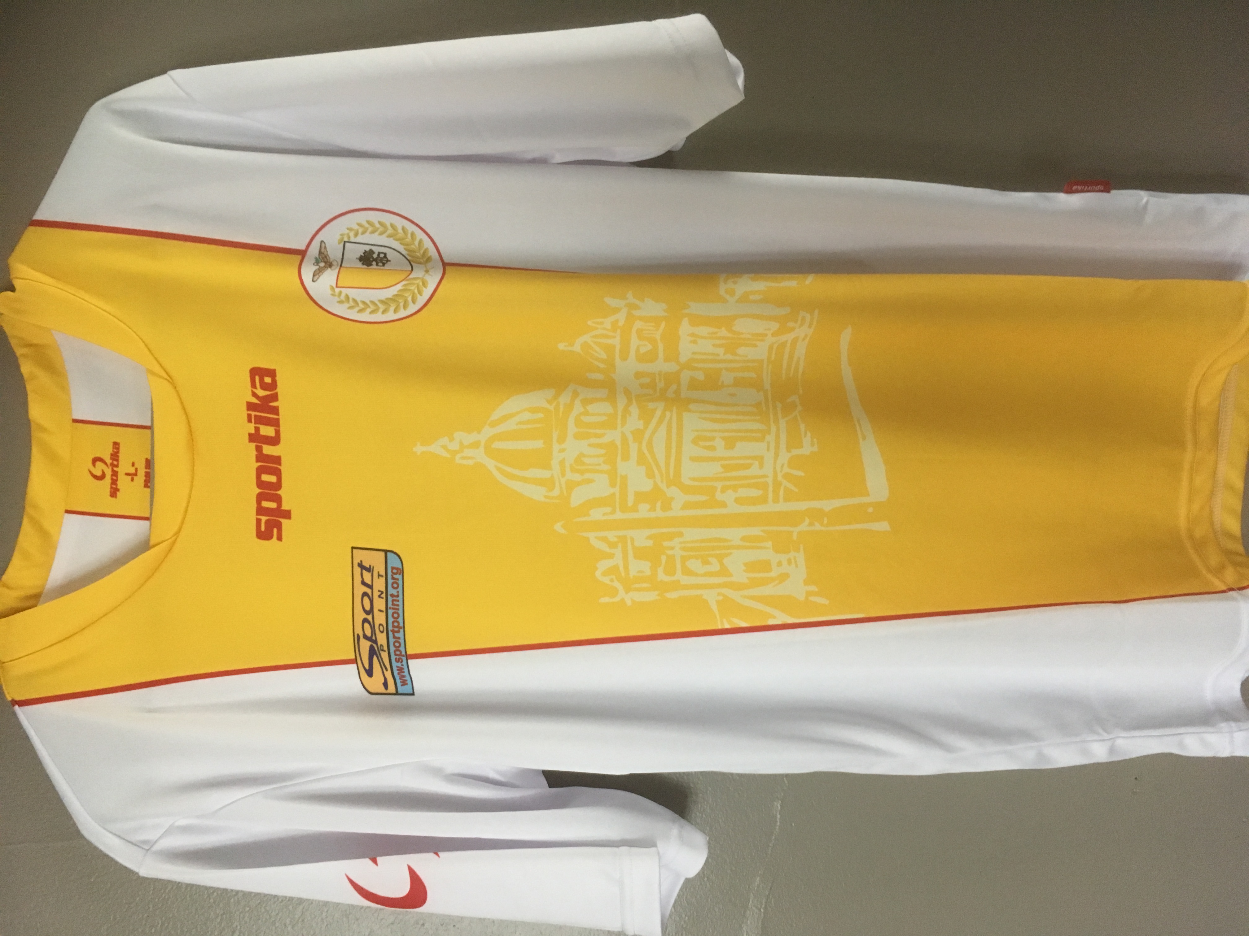 The 2017 jersey of the Vatican City national football team.