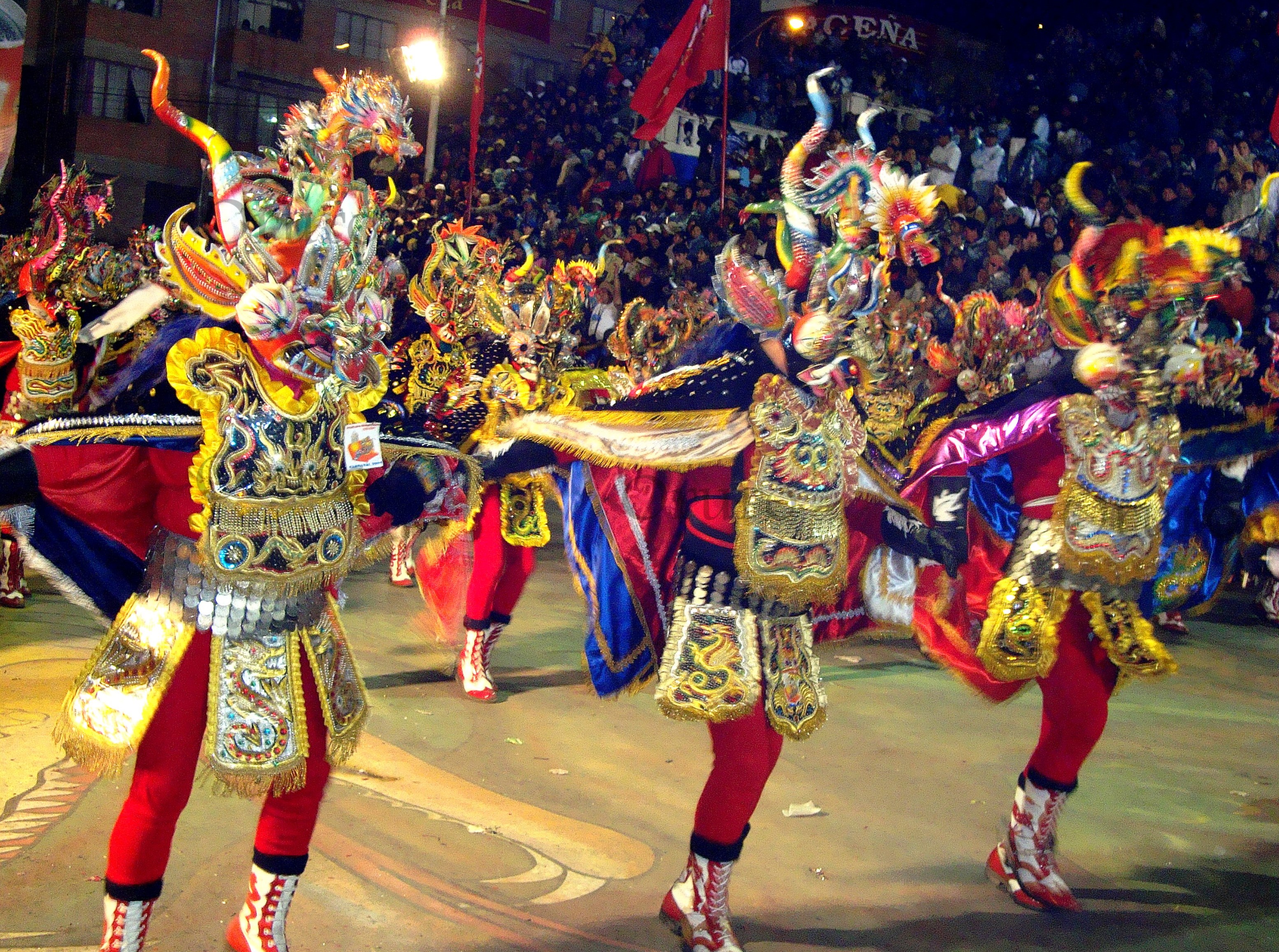 The Diablada (Dance of the Devils), a central feature of the Carnival of Oruro, showcasing the syncretism of indigenous beliefs and Catholic traditions.