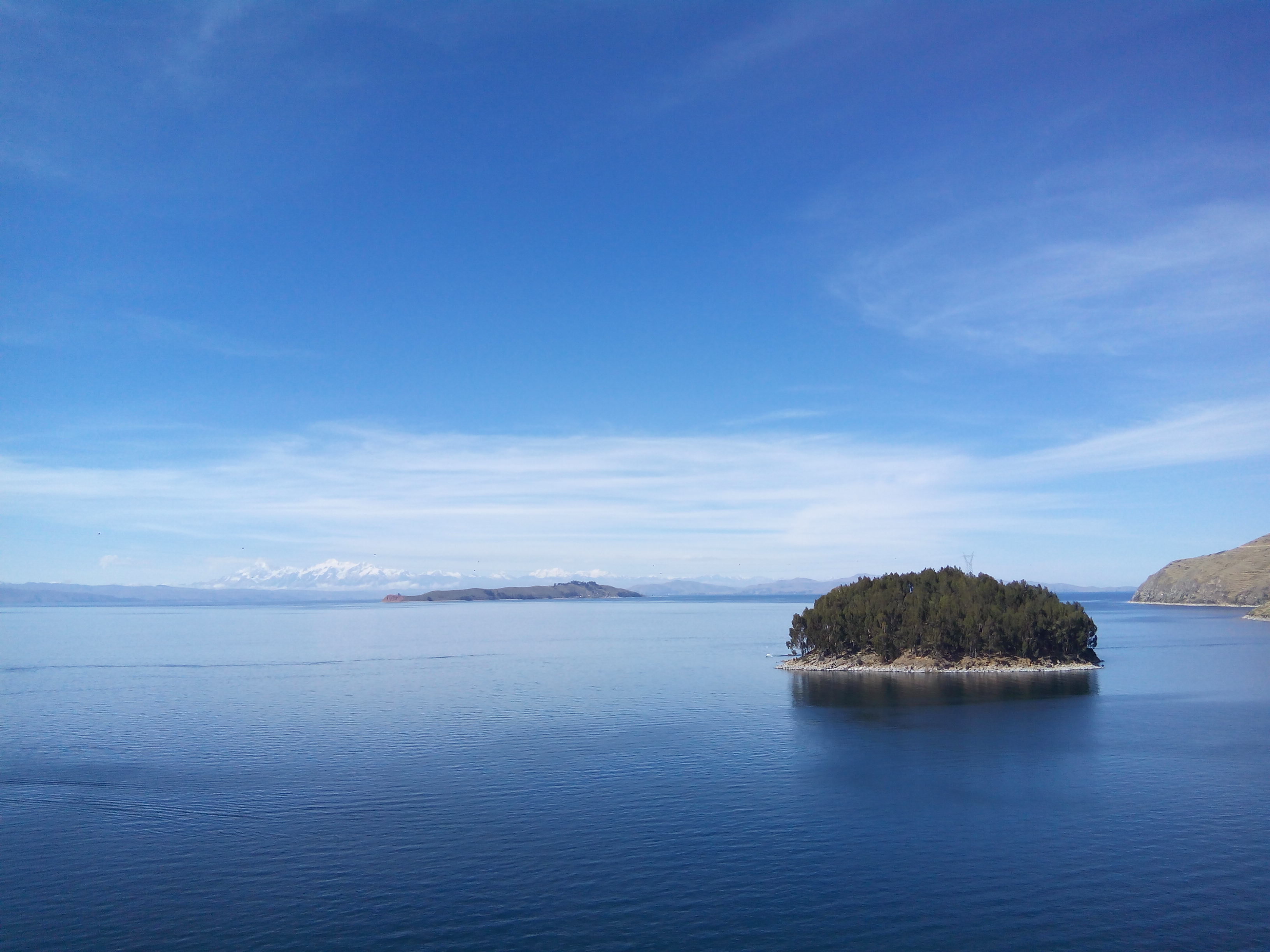 Isla del Sol (Island of the Sun) in Lake Titicaca, a significant landmark in the Andean Altiplano region.
