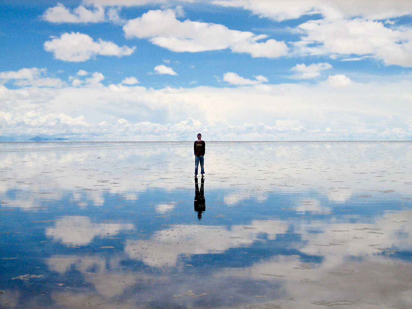 The vast expanse of the Salar de Uyuni, the world's largest salt flat, located in the Altiplano.