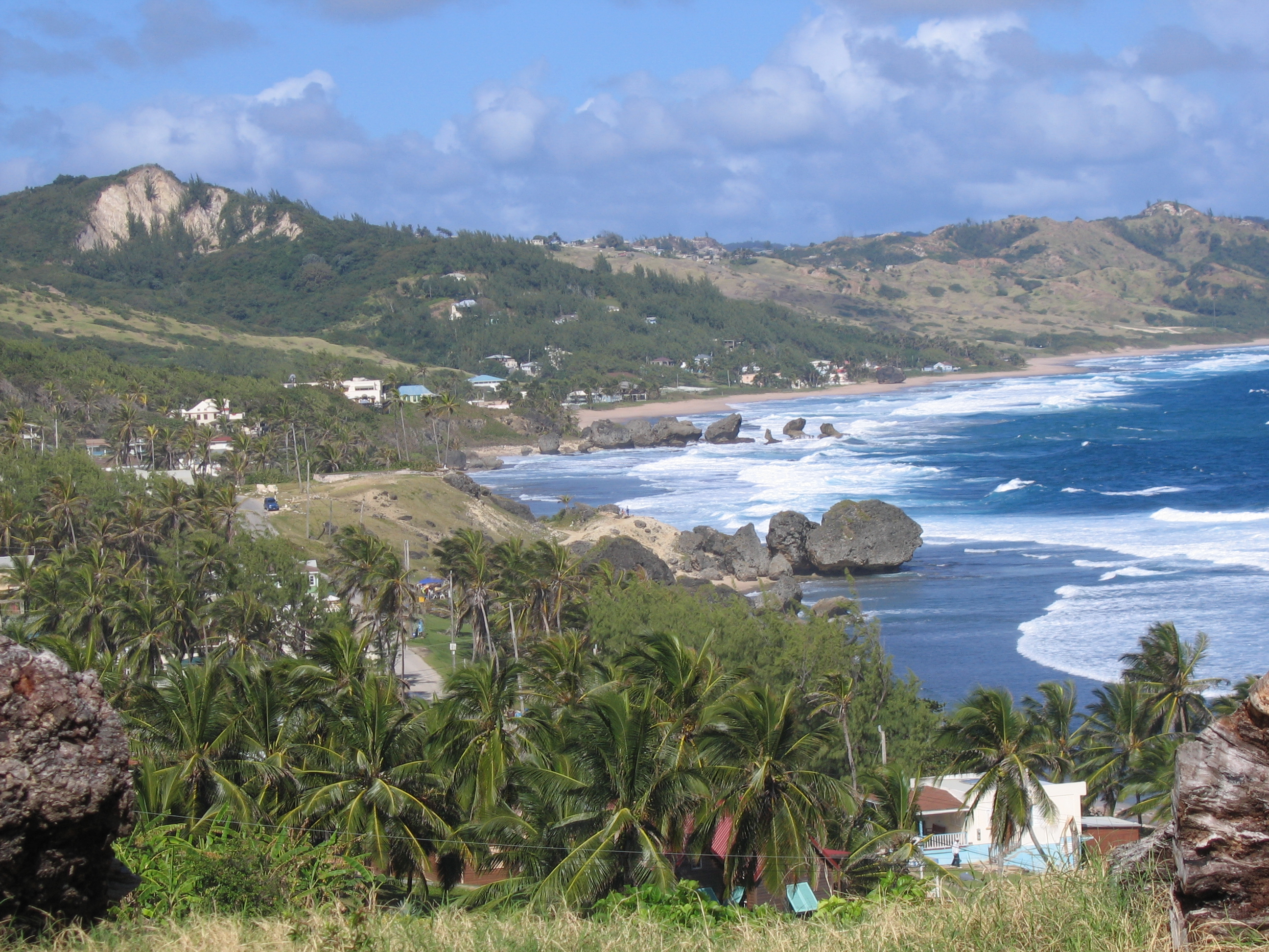 Bathsheba, on the east coast of Barbados, known for its scenic rock formations and surfing conditions.
