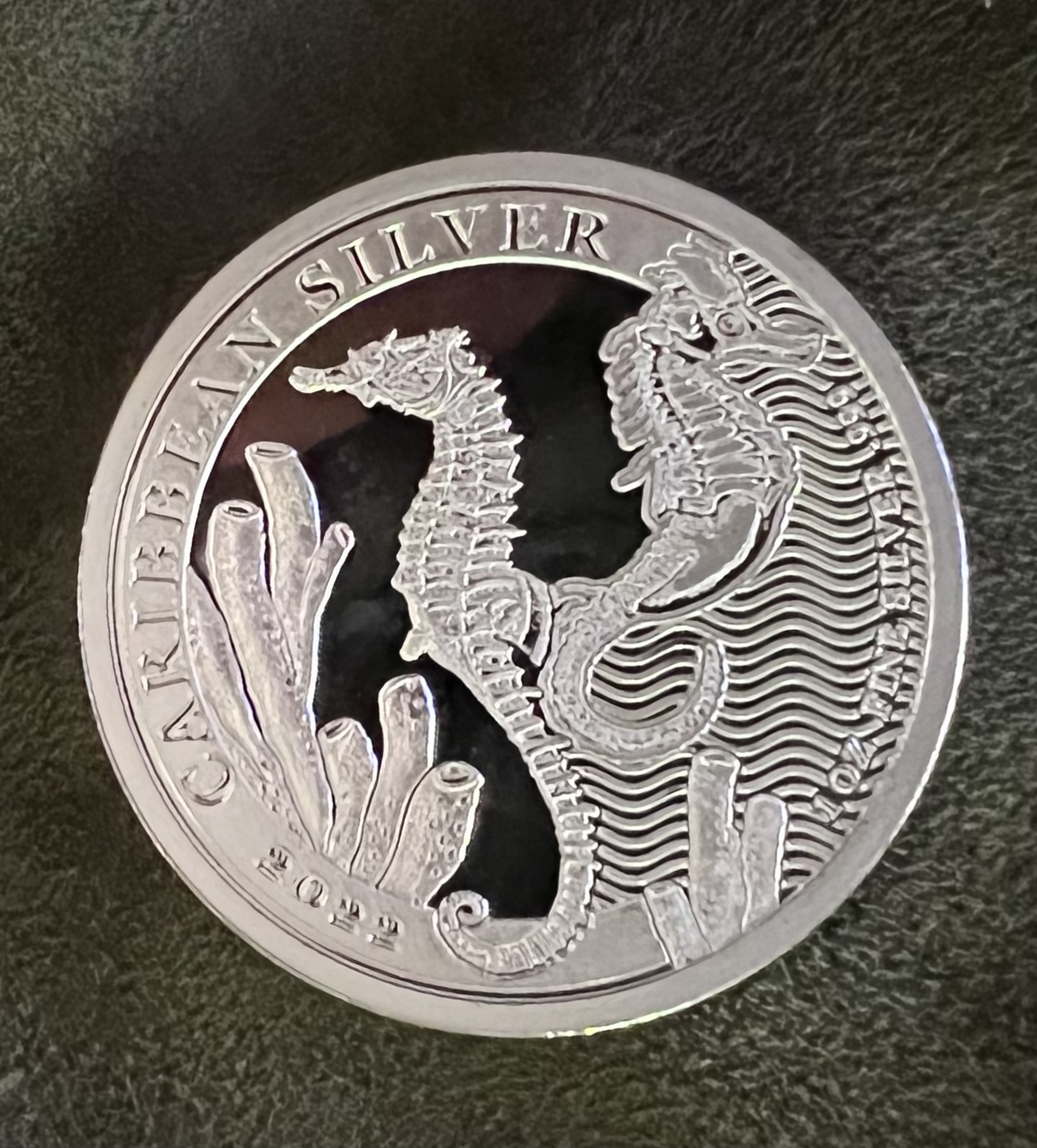 The 1 oz Silver Caribbean Seahorse is a sovereign coin backed by the Barbados government, reflecting its efforts in the financial sector.