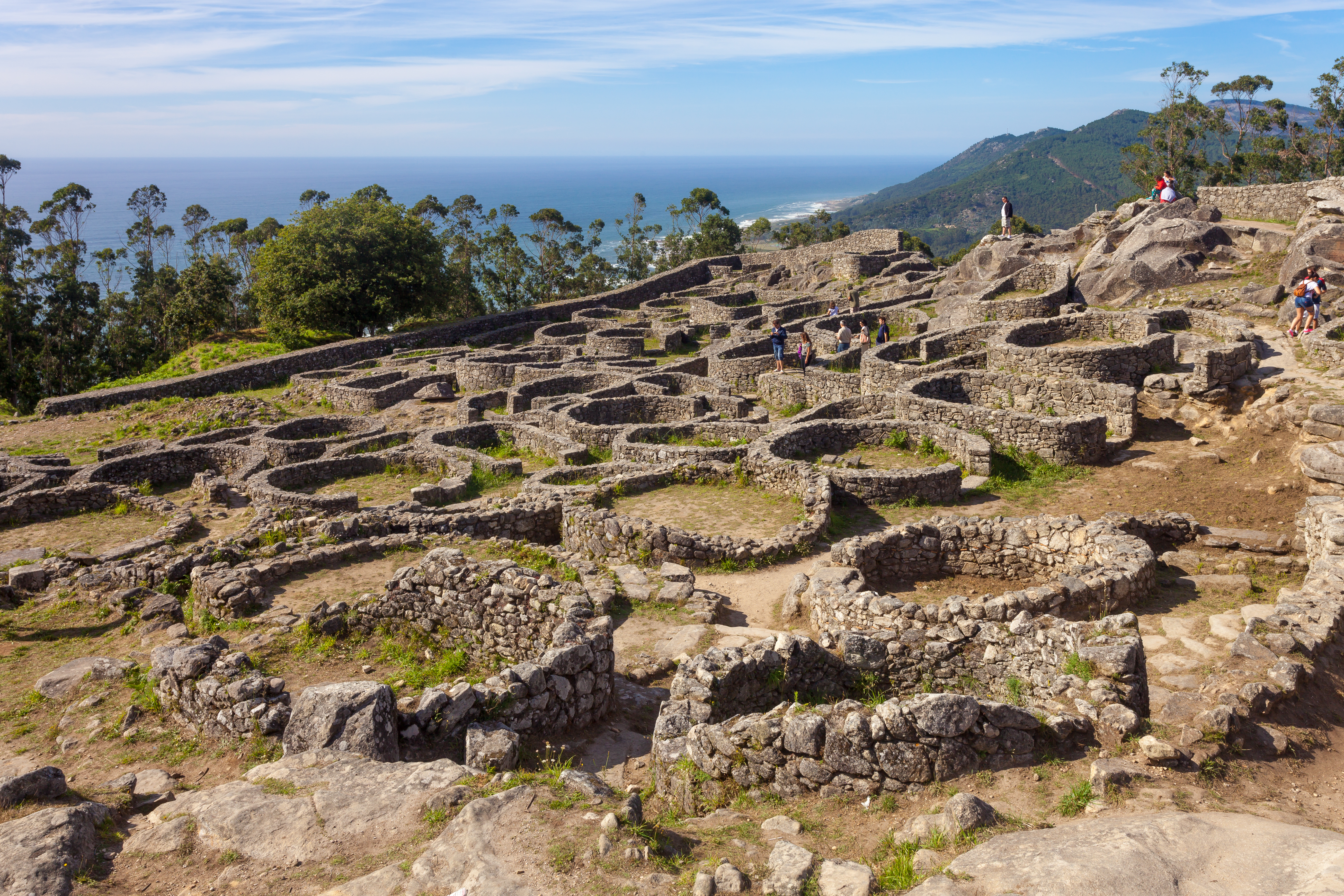 Reconstruction of a Celtic castro (hillfort) at Santa Trega, Galicia.