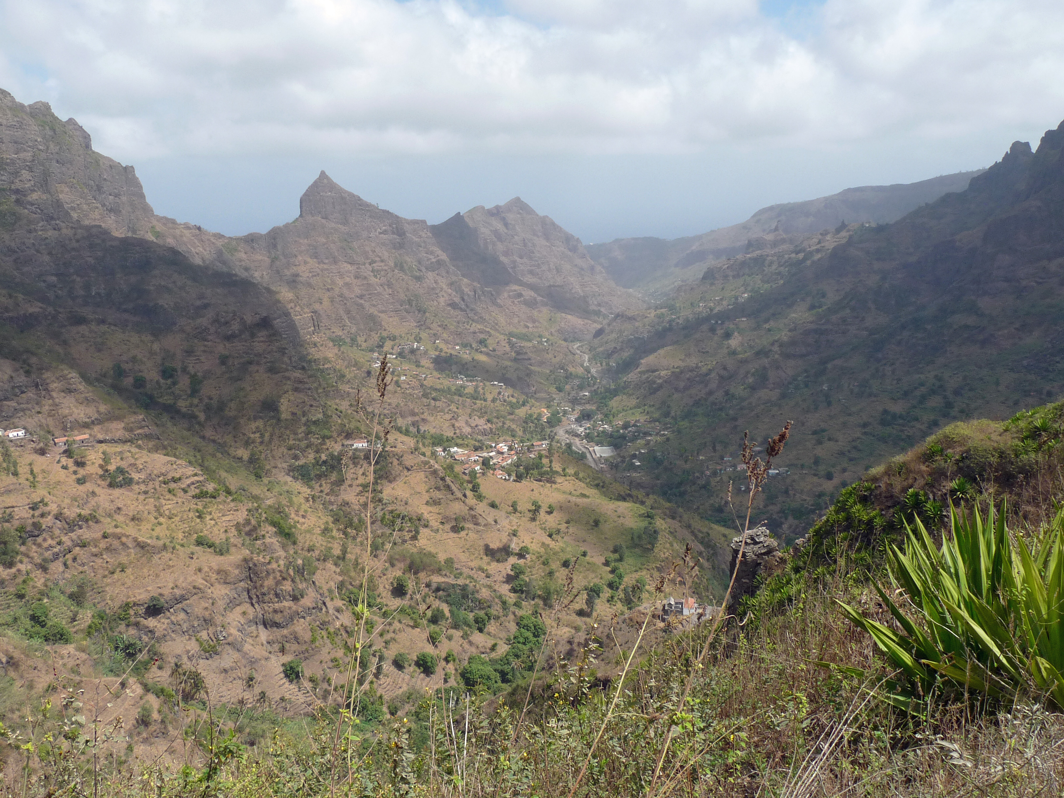 The valley of Ribeira Principal on Santiago Island, showing agricultural terraces.