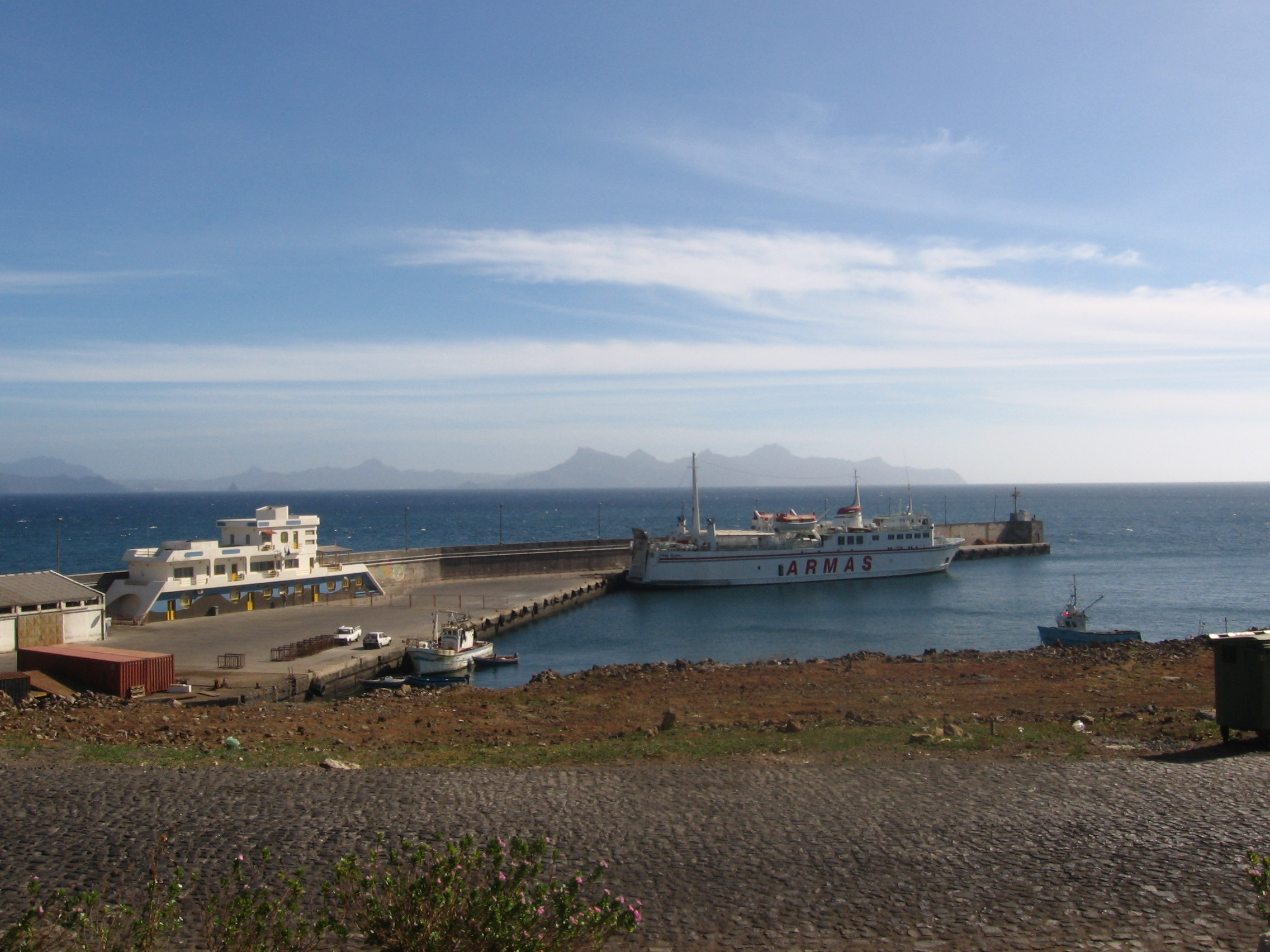 Porto Novo harbour on Santo Antão, a key link for passengers and goods.