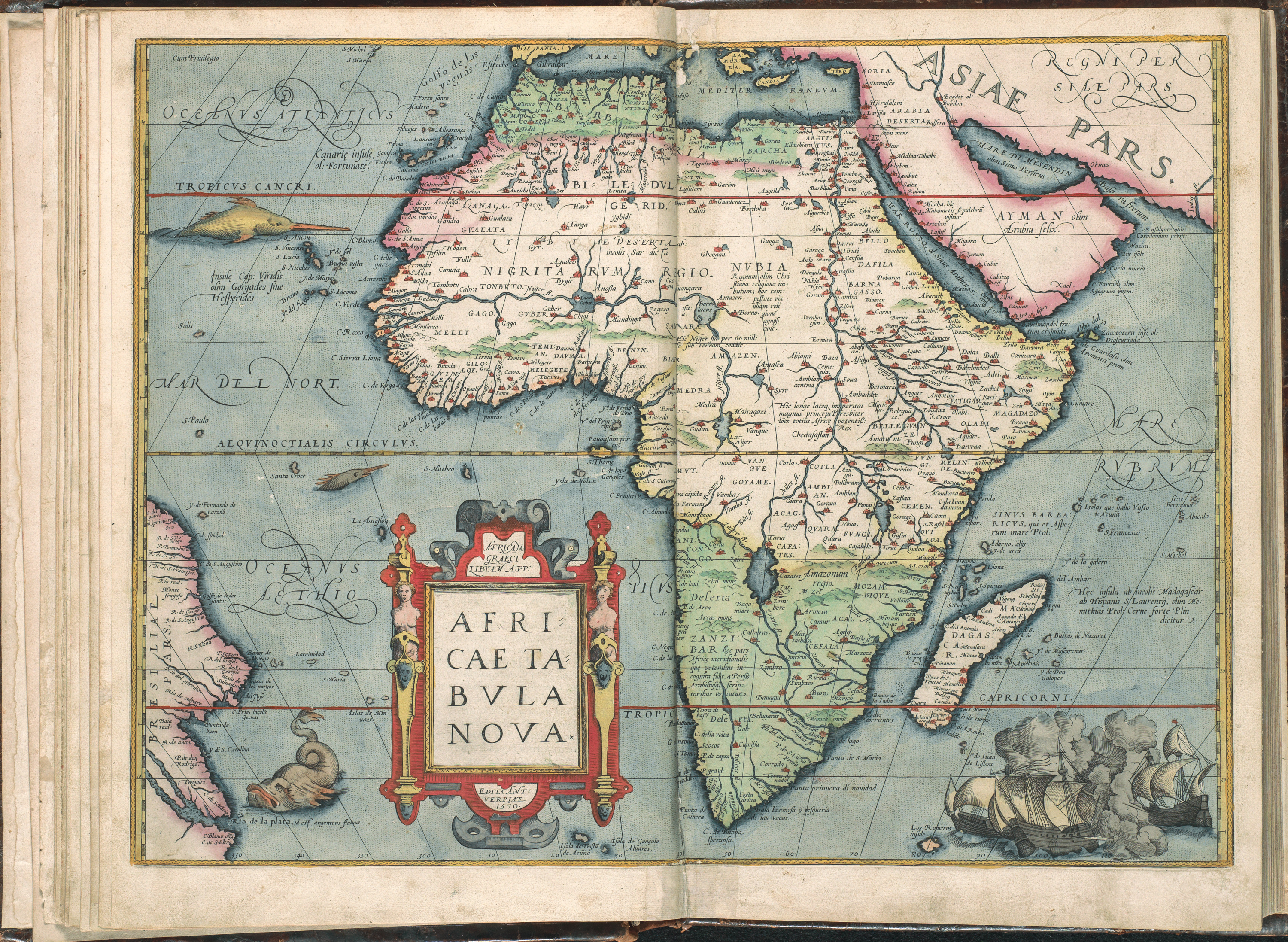 Peta Afrika oleh Ortelius menunjukkan 