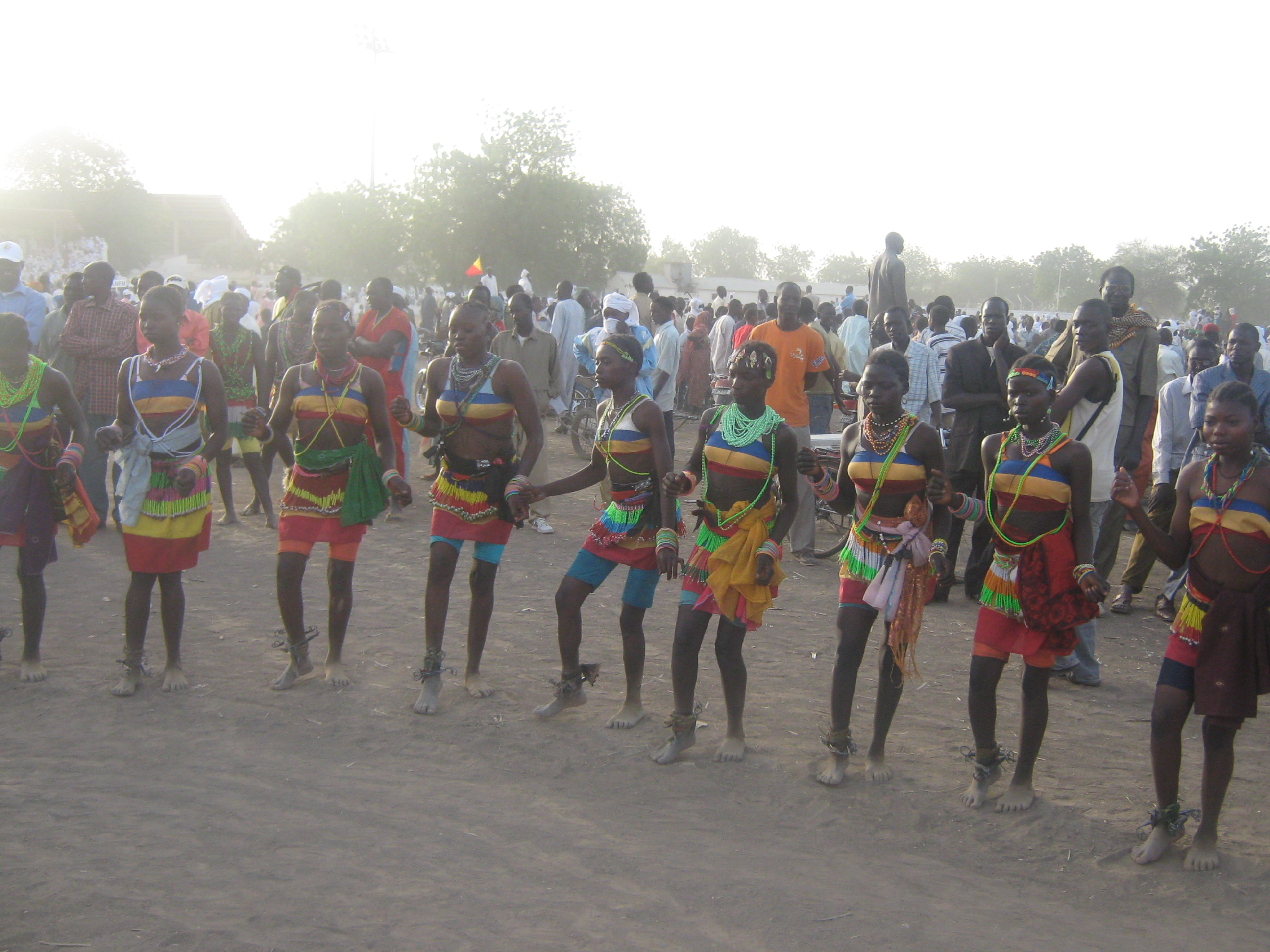 Mboum girls dancing in Chad, showcasing the country's diverse ethnic traditions.