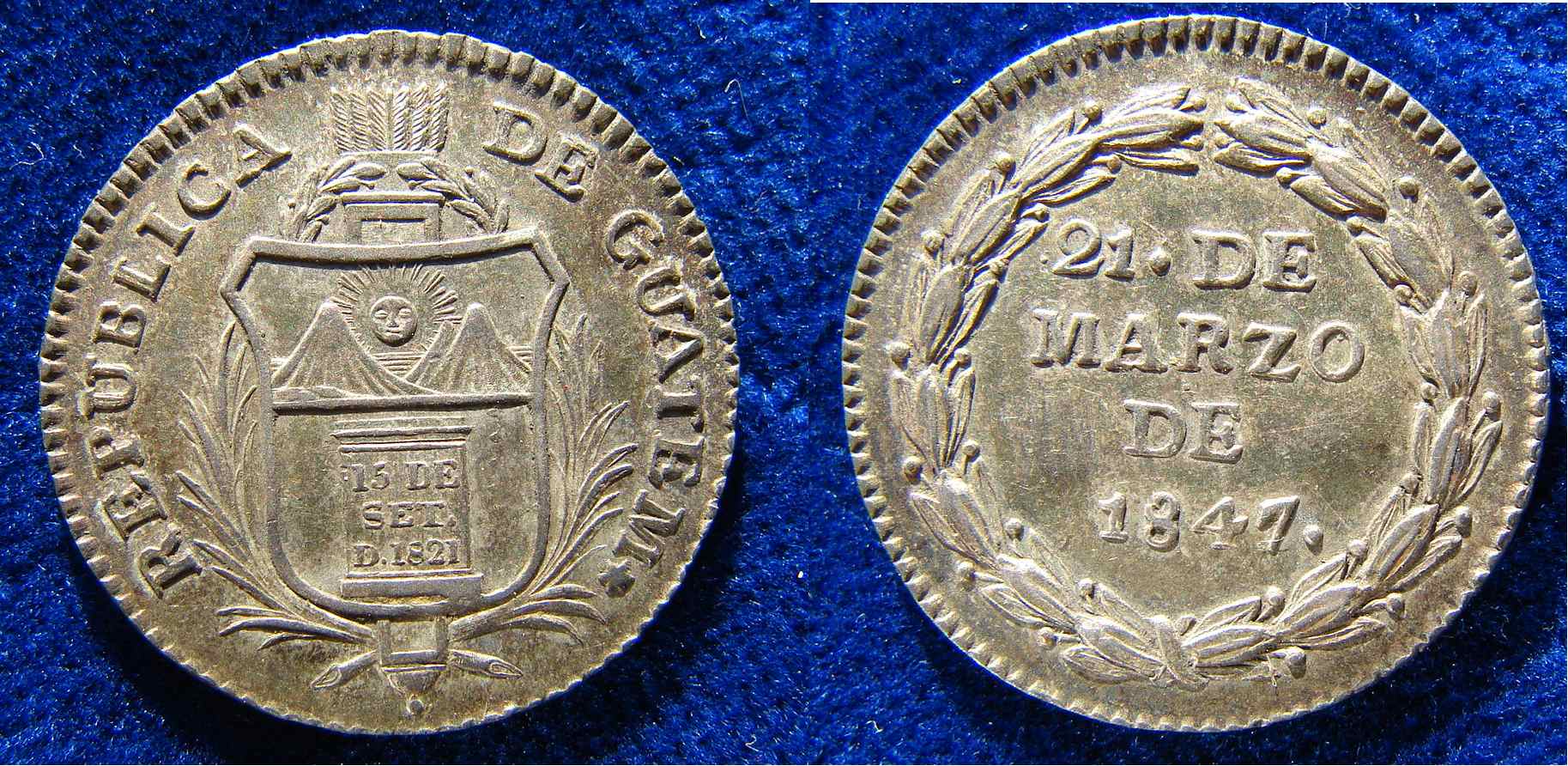Proclamation Coin 1847 of the independent Republic of Guatemala