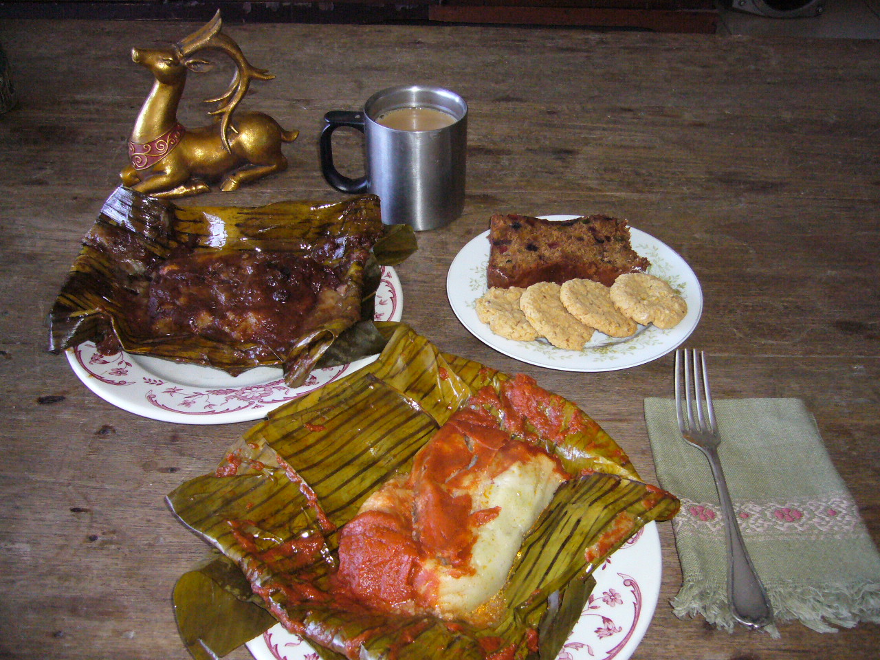 Black and red tamales, a staple of Guatemalan cuisine, especially during holidays.