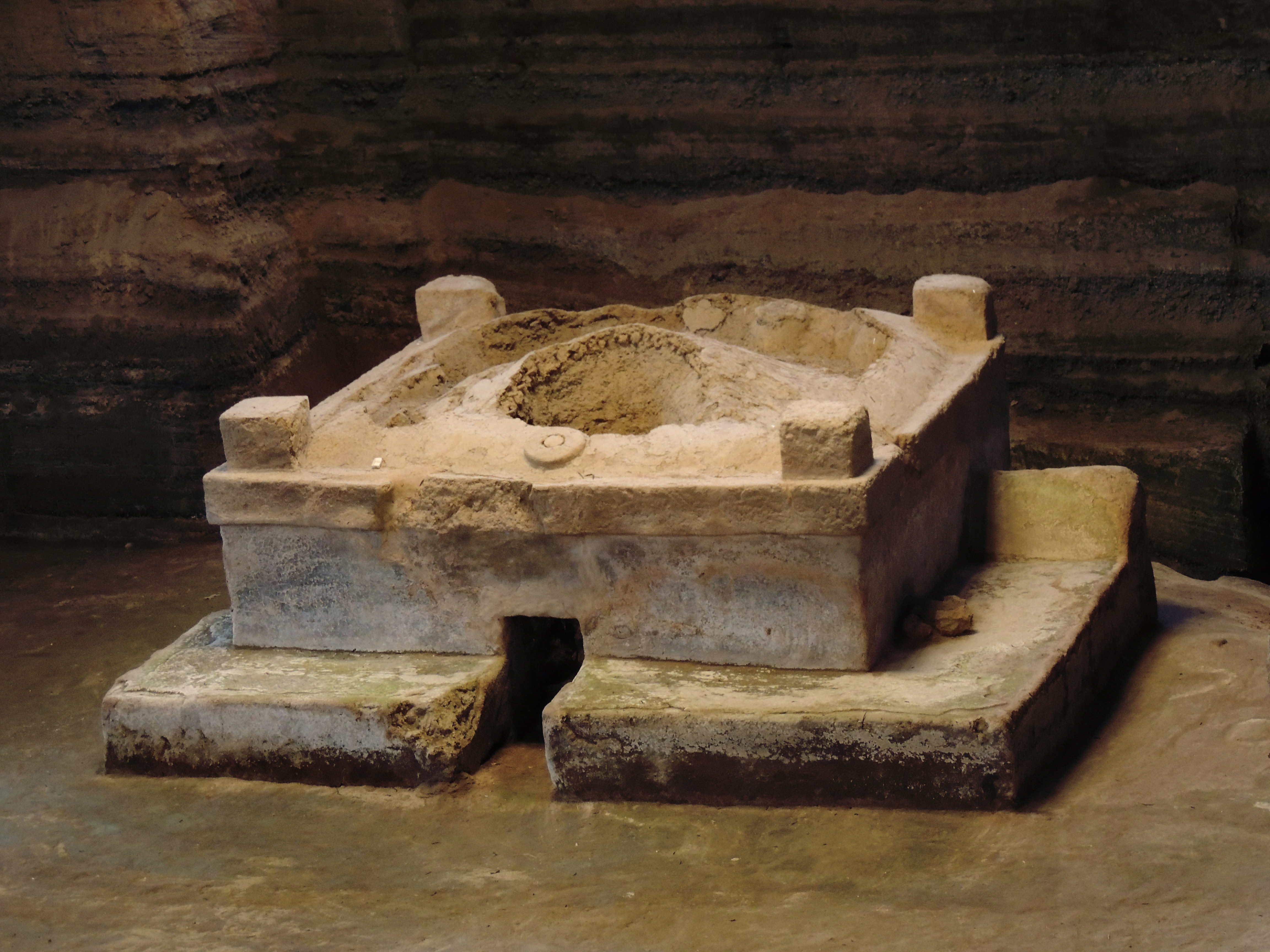 A temazcal (sweat bath) in Joya de Cerén, a Maya village preserved by volcanic ash, offering insights into daily life around 600 AD.