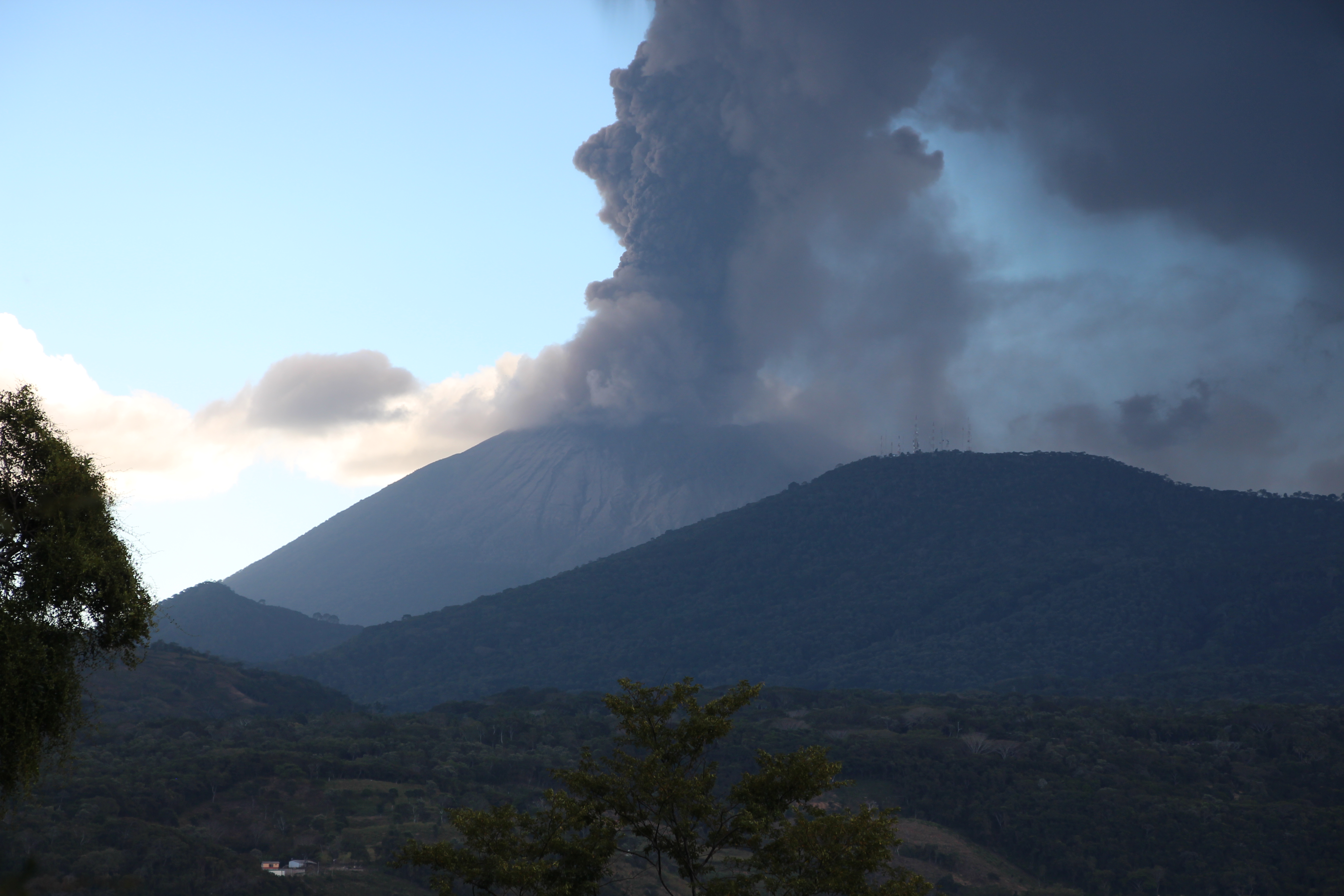 San Miguel volcano (also known as Chaparrastique) during an eruption in 2013, highlighting the country's volcanic activity.
