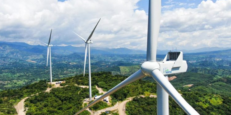 The Ventus wind park in Metapán, El Salvador, is one of the largest in Central America, contributing to the country's renewable energy mix.