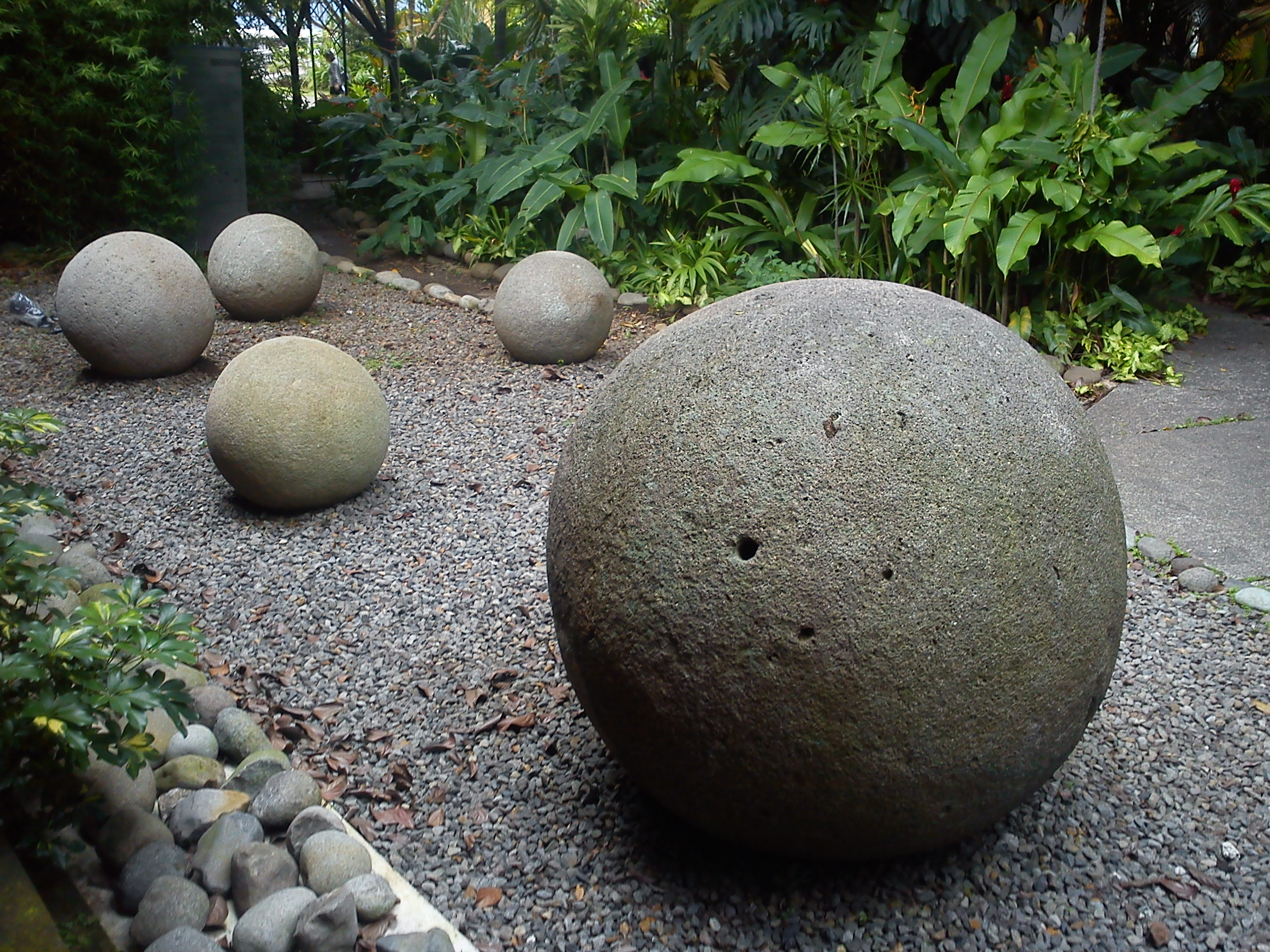 Stone spheres of Costa Rica created by the Diquis culture at the National Museum of Costa Rica. The sphere is an icon of the country's cultural identity.