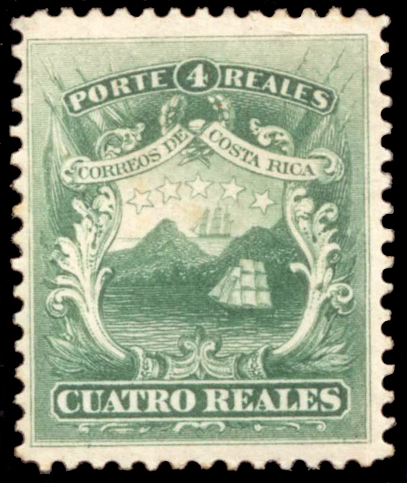The 1849 national coat of arms was featured in the first postal stamp issued in 1862.