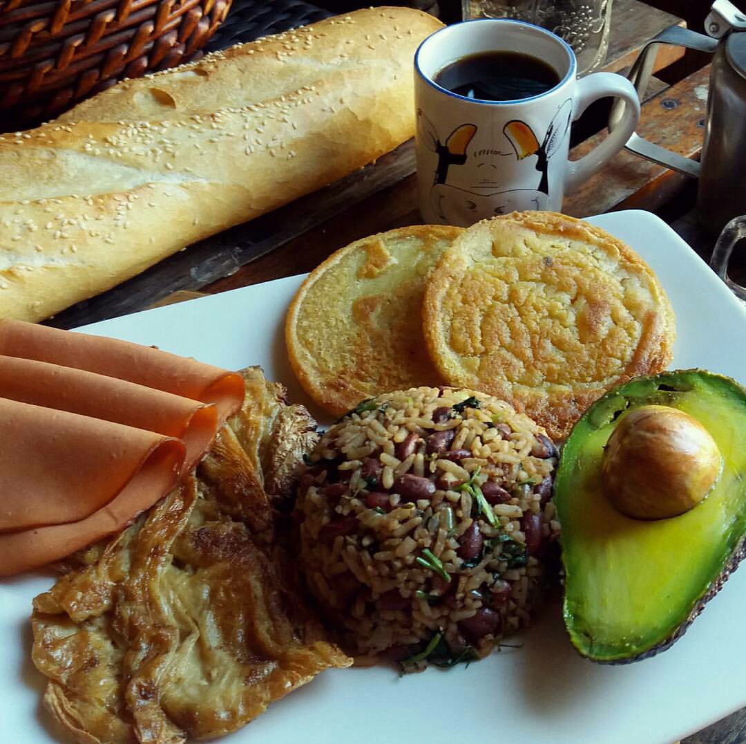 Costa Rican breakfast with gallo pinto