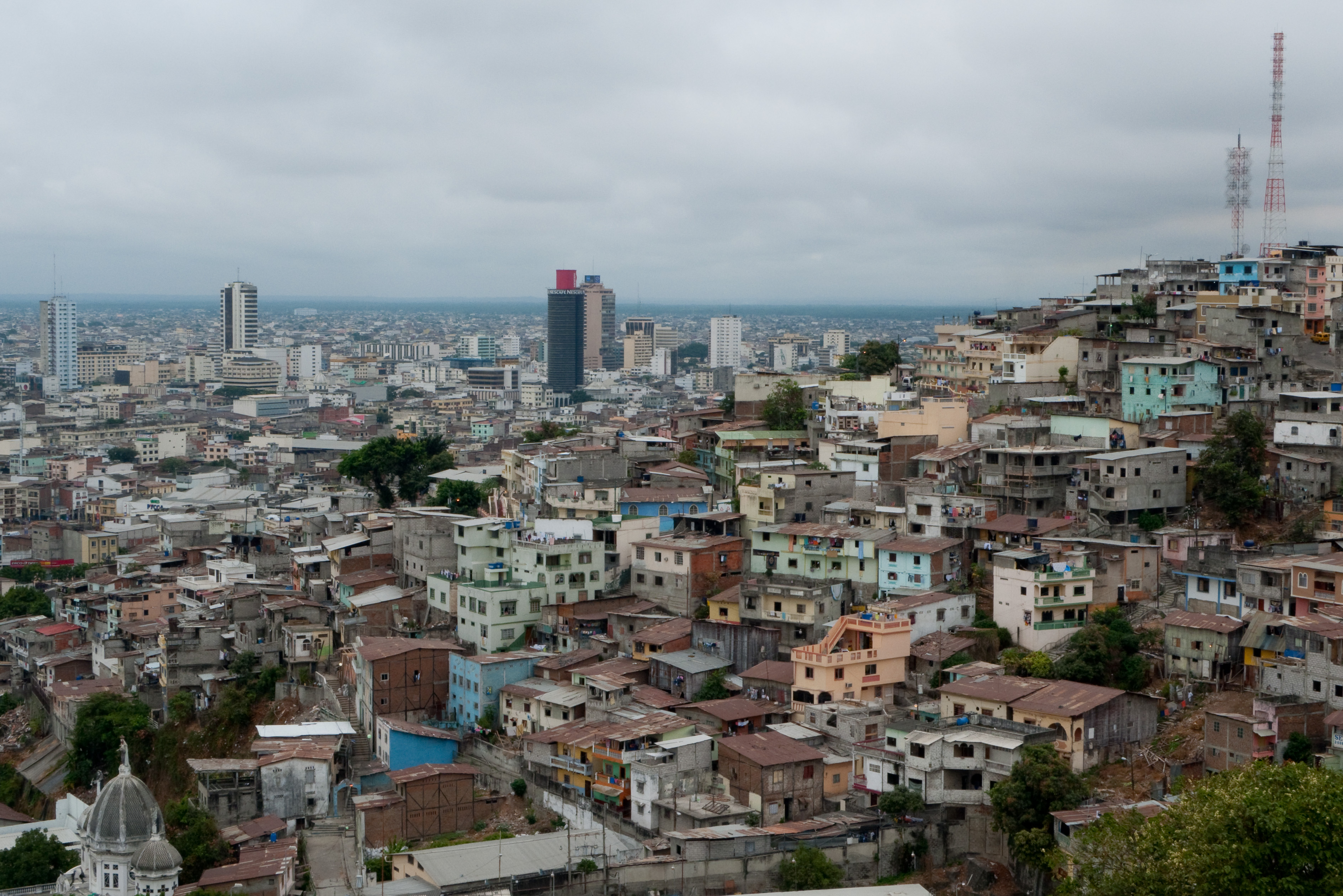 Impoverished neighborhoods in Guayaquil, highlighting social inequality which impacts human rights.